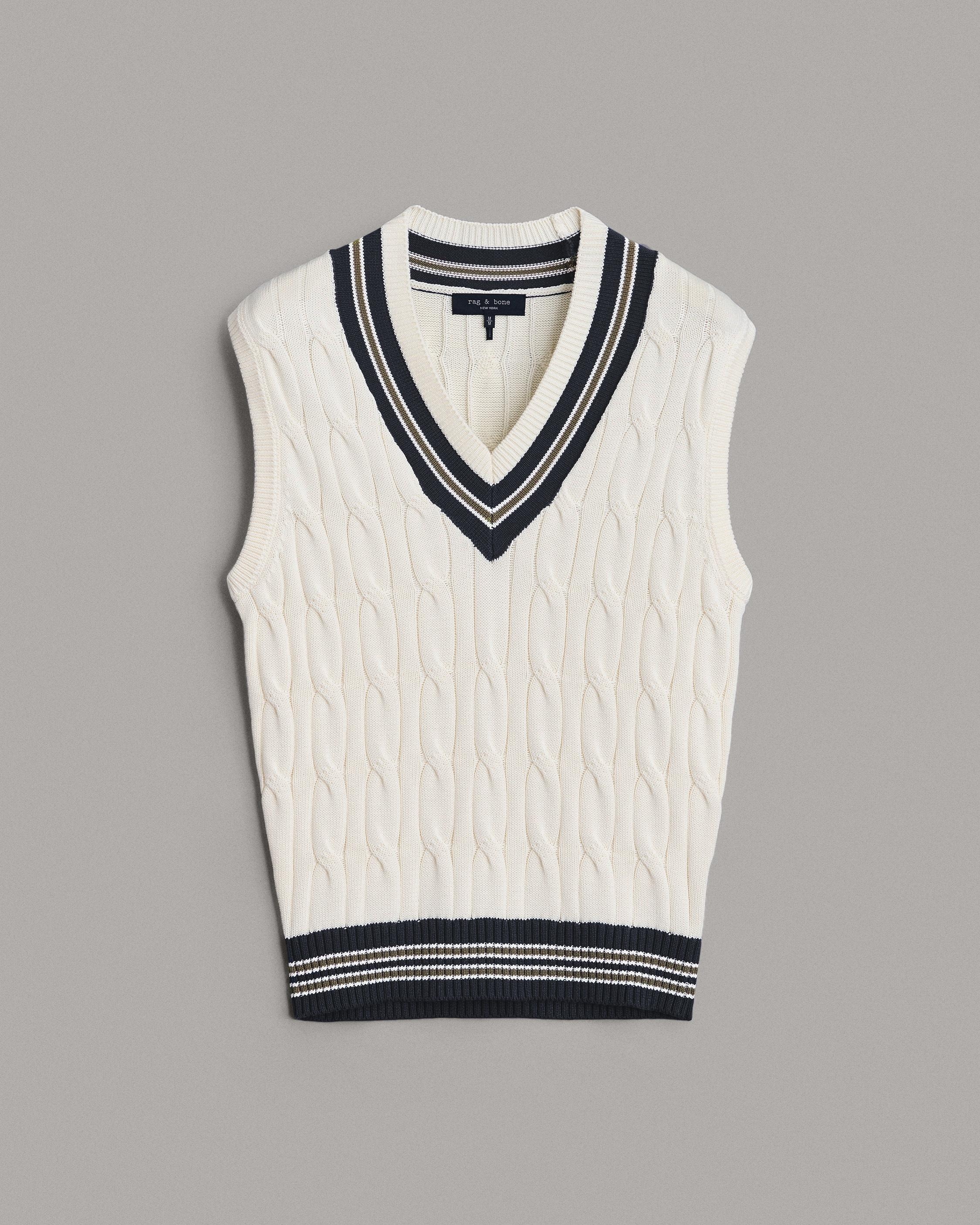 rag & bone Windsor Cotton Sweater Vest Classic Fit Top | REVERSIBLE