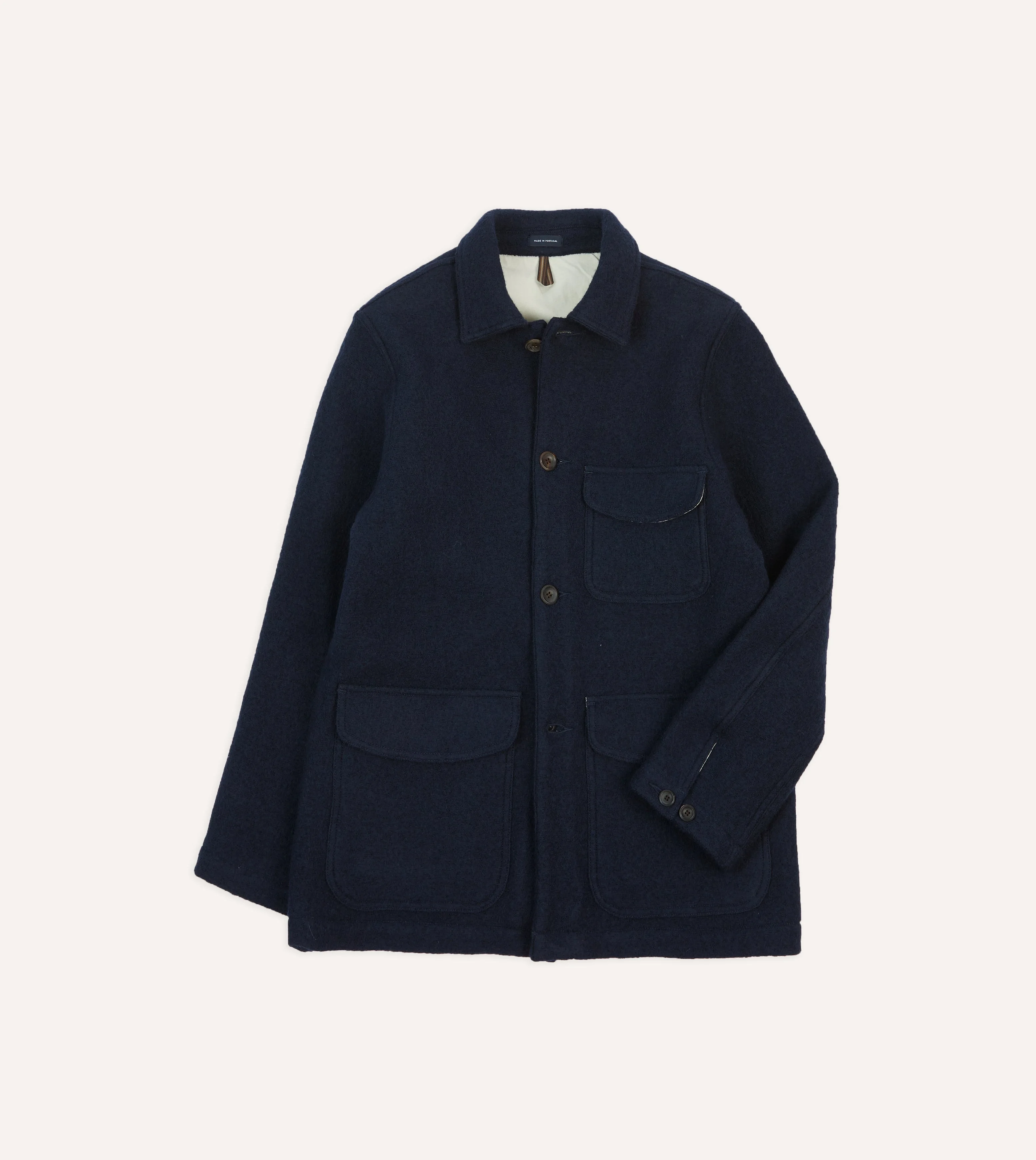 Navy Wool Three-Pocket Chore Jacket - 1