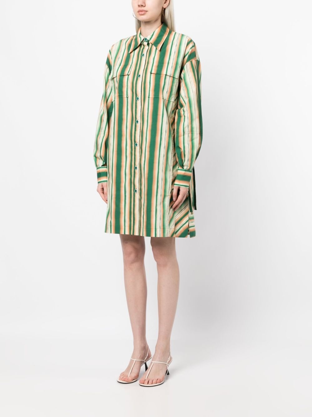 striped cotton shirt dress - 3