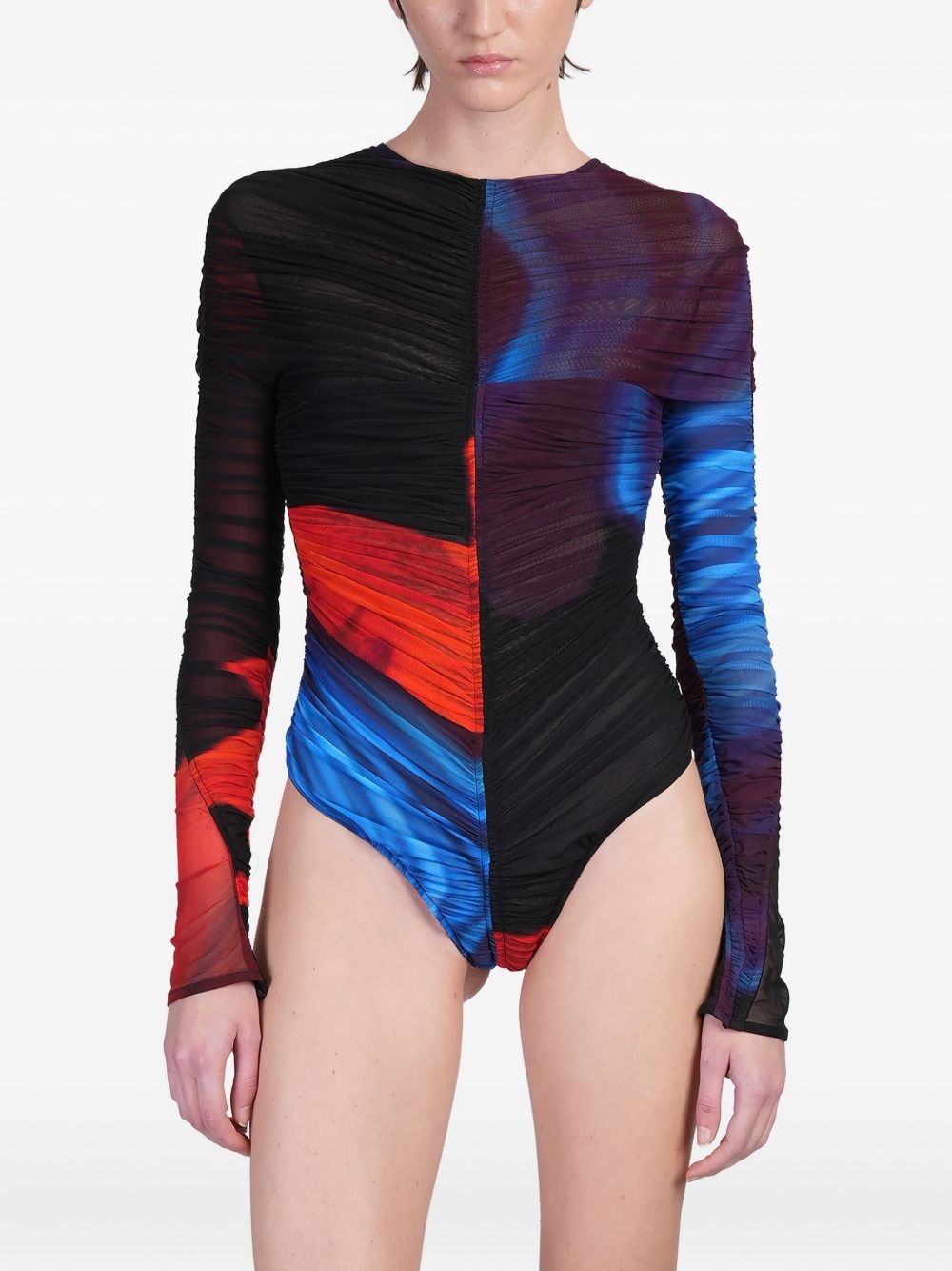 ruched long-sleeve bodysuit - 1
