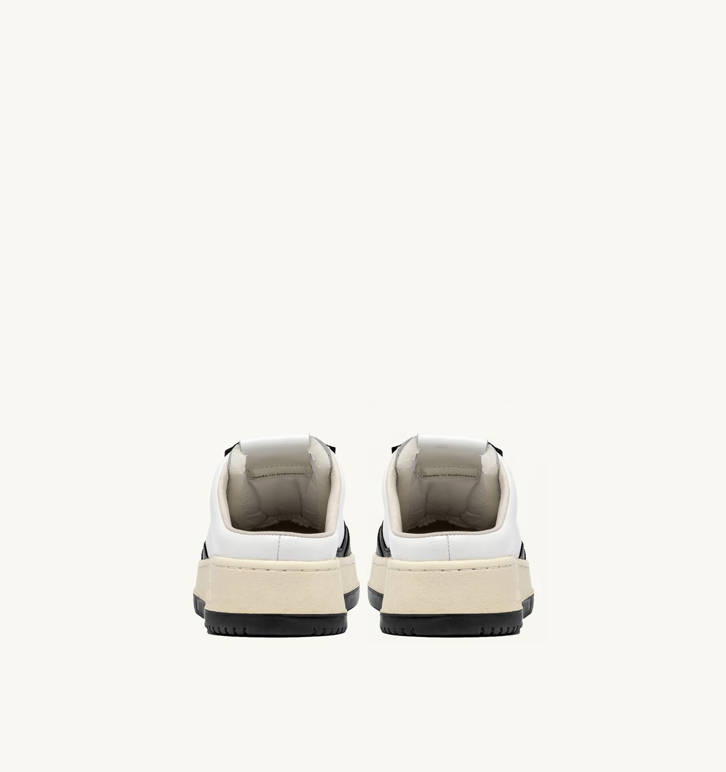 MEDALIST MULE SNEAKERS IN WHITE AND BLACK LEATHER - 3