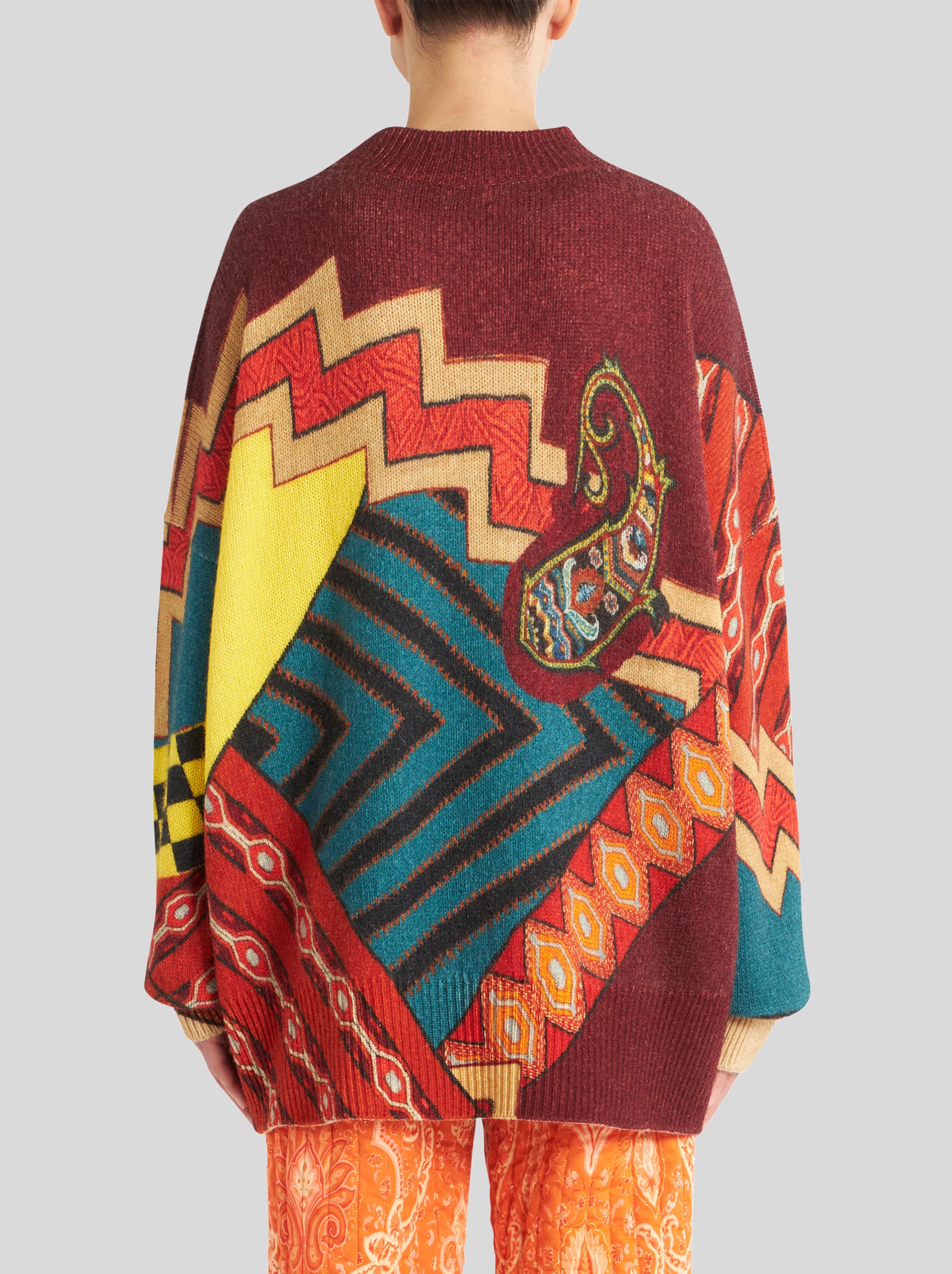 PATCHWORK PRINT WOOL JUMPER - 5