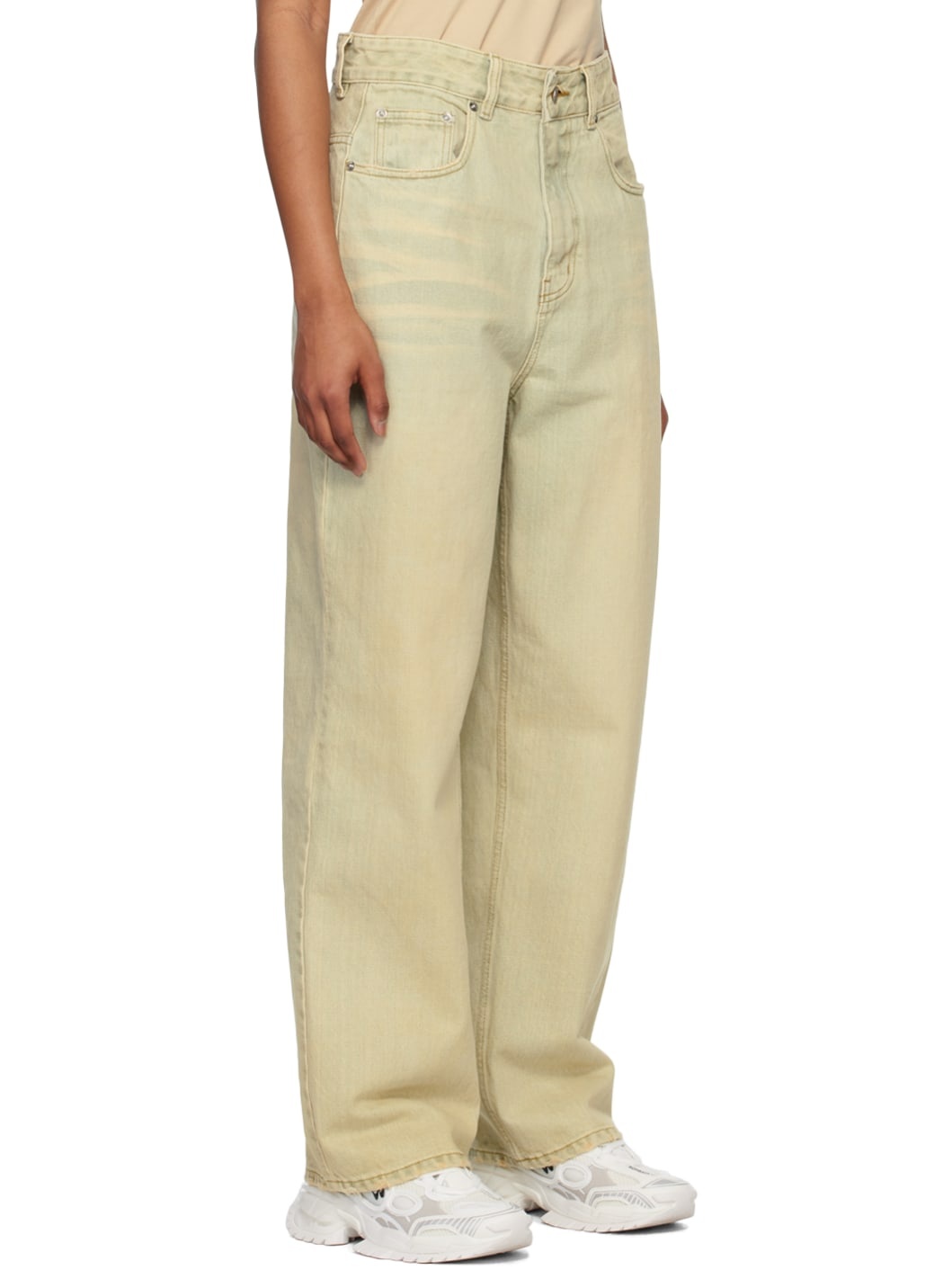 Beige Wide-Leg Jeans - 2