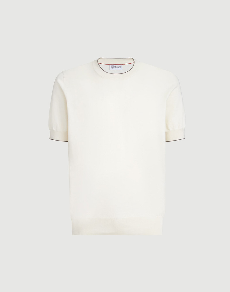 Cotton lightweight knit T-shirt with contrast details 1