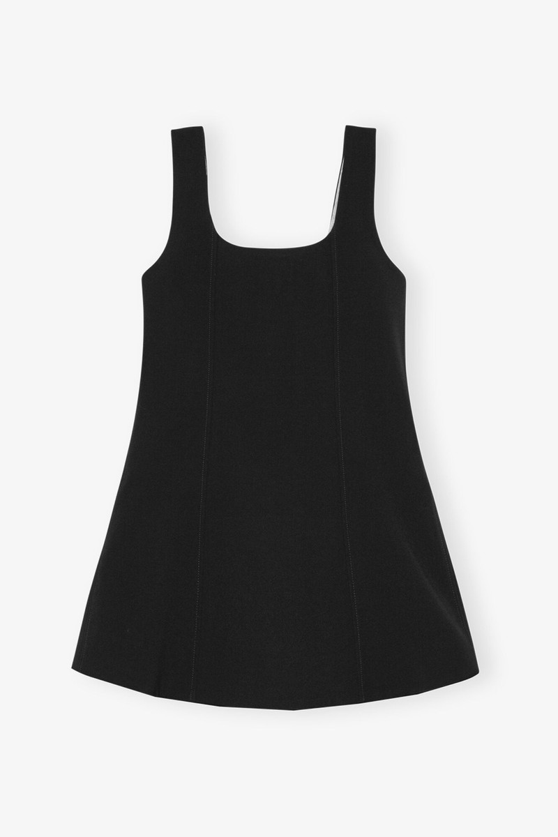 BLACK BONDED CREPE MINI DRESS 6