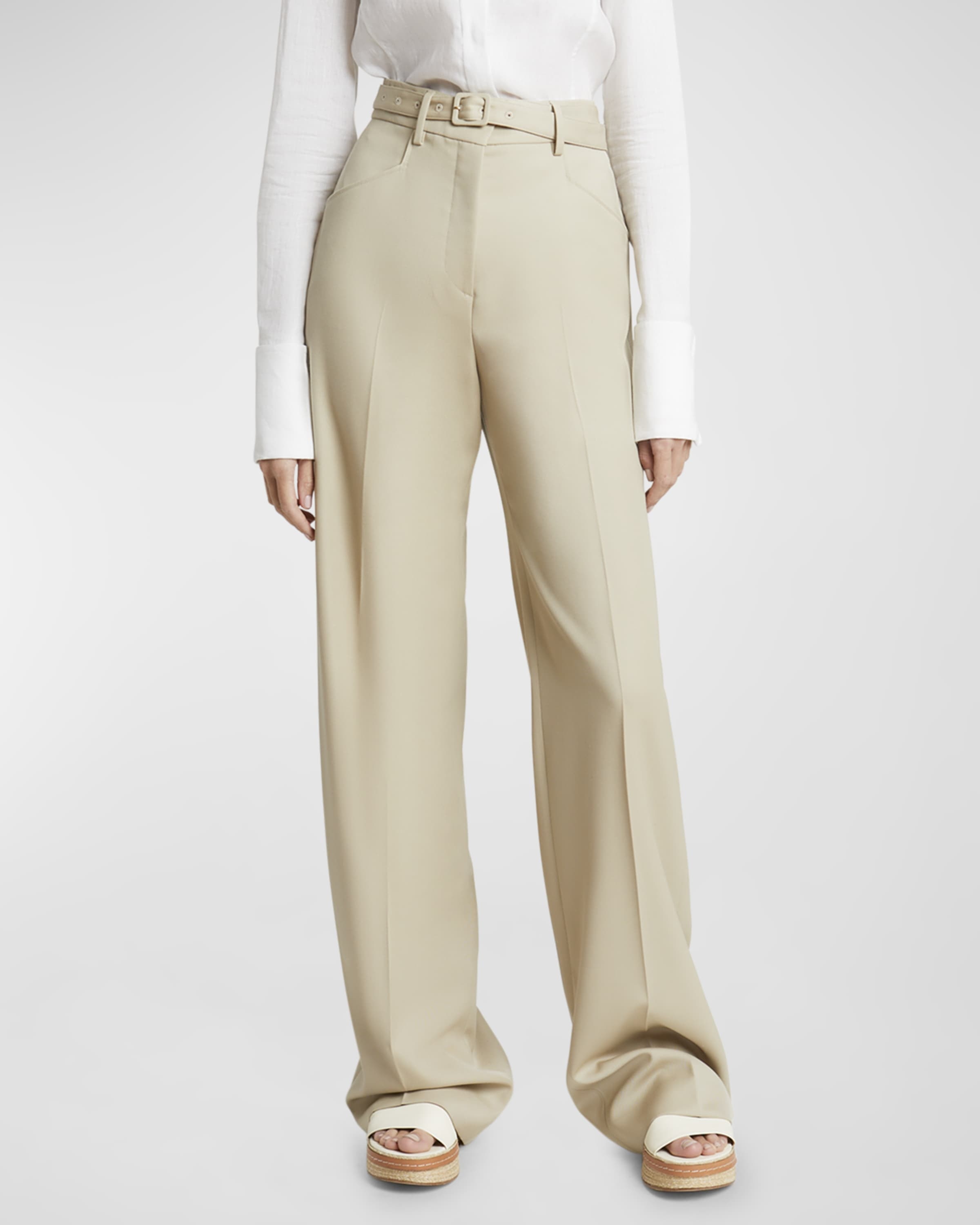 GABRIELA HEARST Norman Belted Wide-Leg Crepe Pants | REVERSIBLE