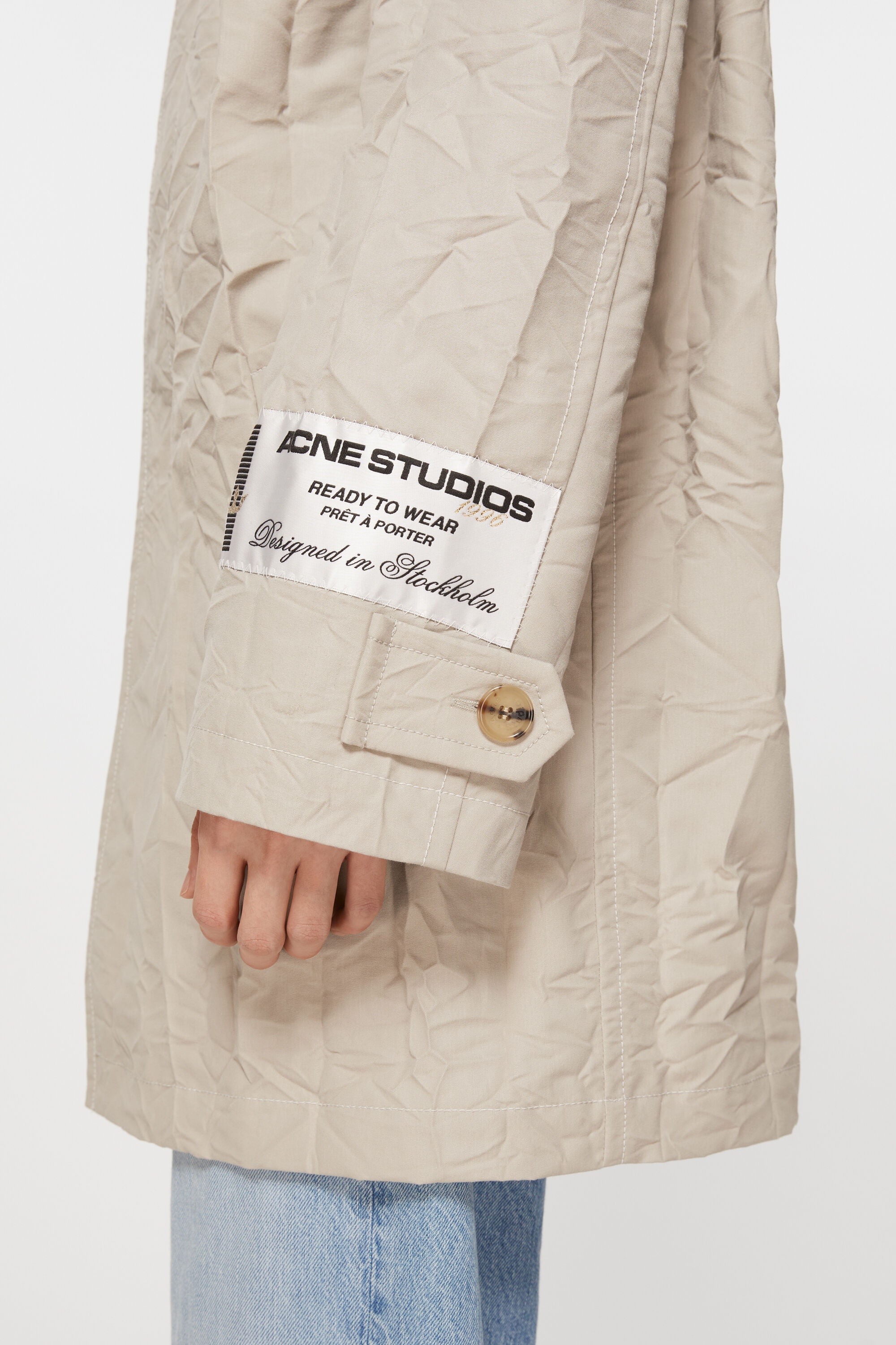 Crinkled trench coat - Light beige - 5