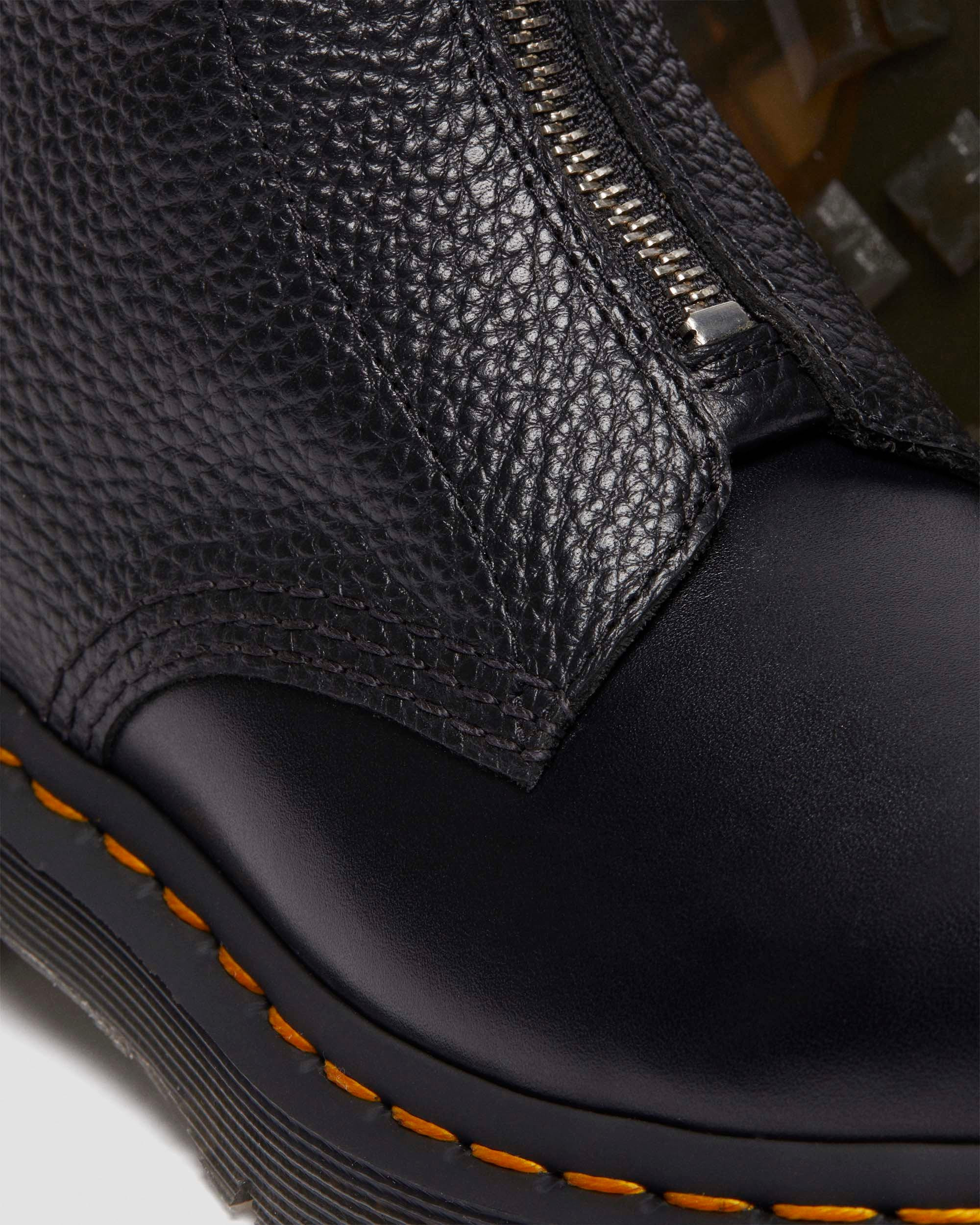 1460  Front Zip Leather Lace Up Boots - 4