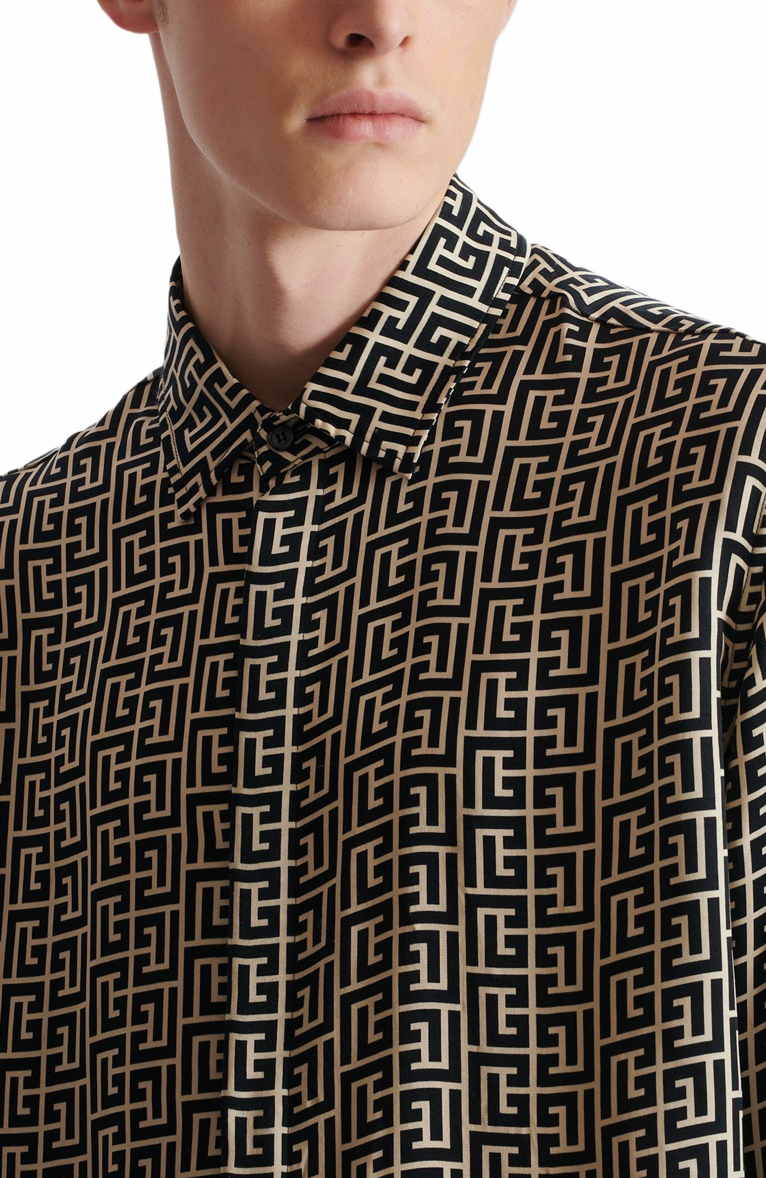 Balmain Monogrammed flowing shirt in Black at Nordstrom - 6
