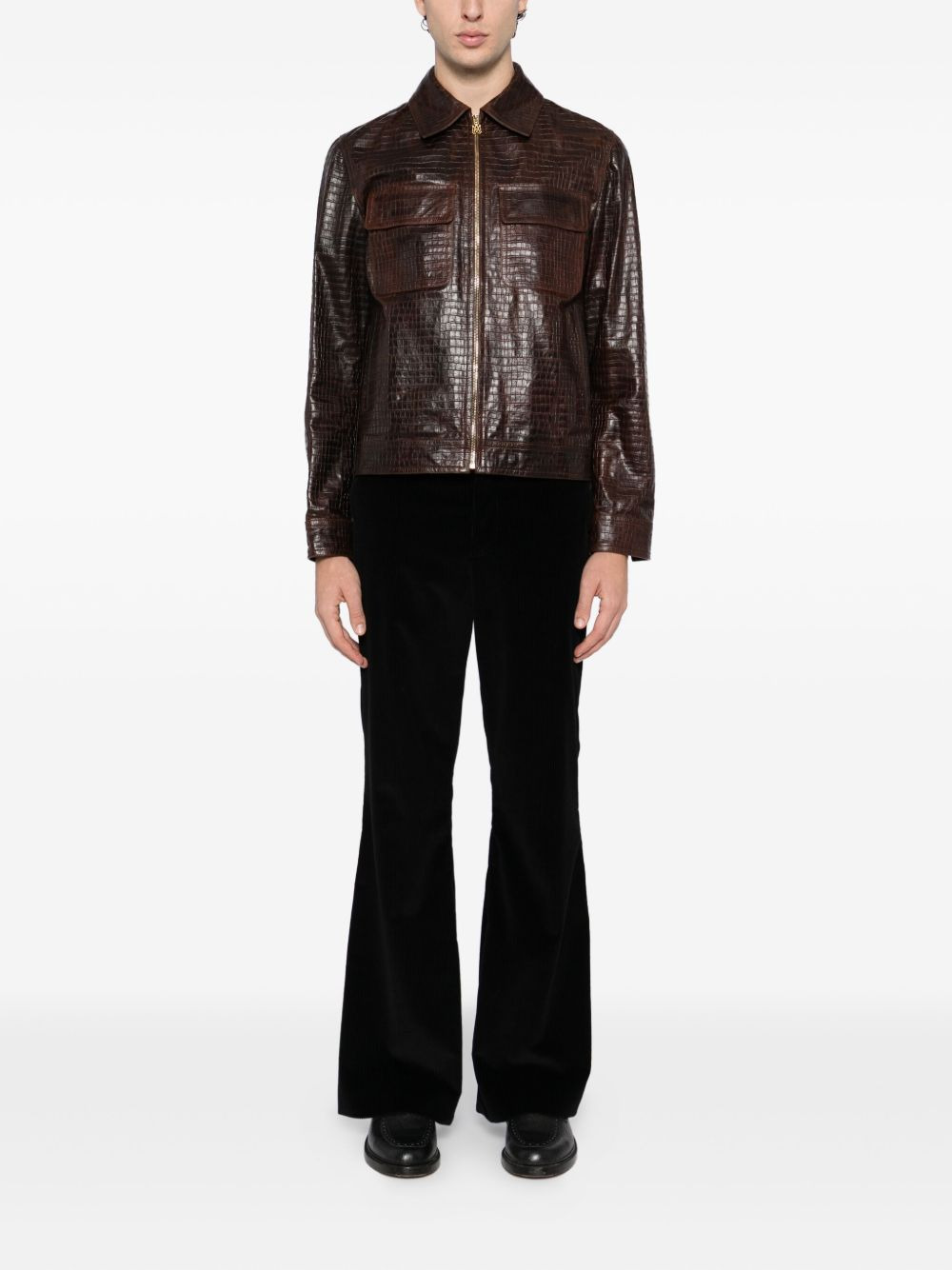 CROCODILE-EFFECT LEATHER JACKET - 4