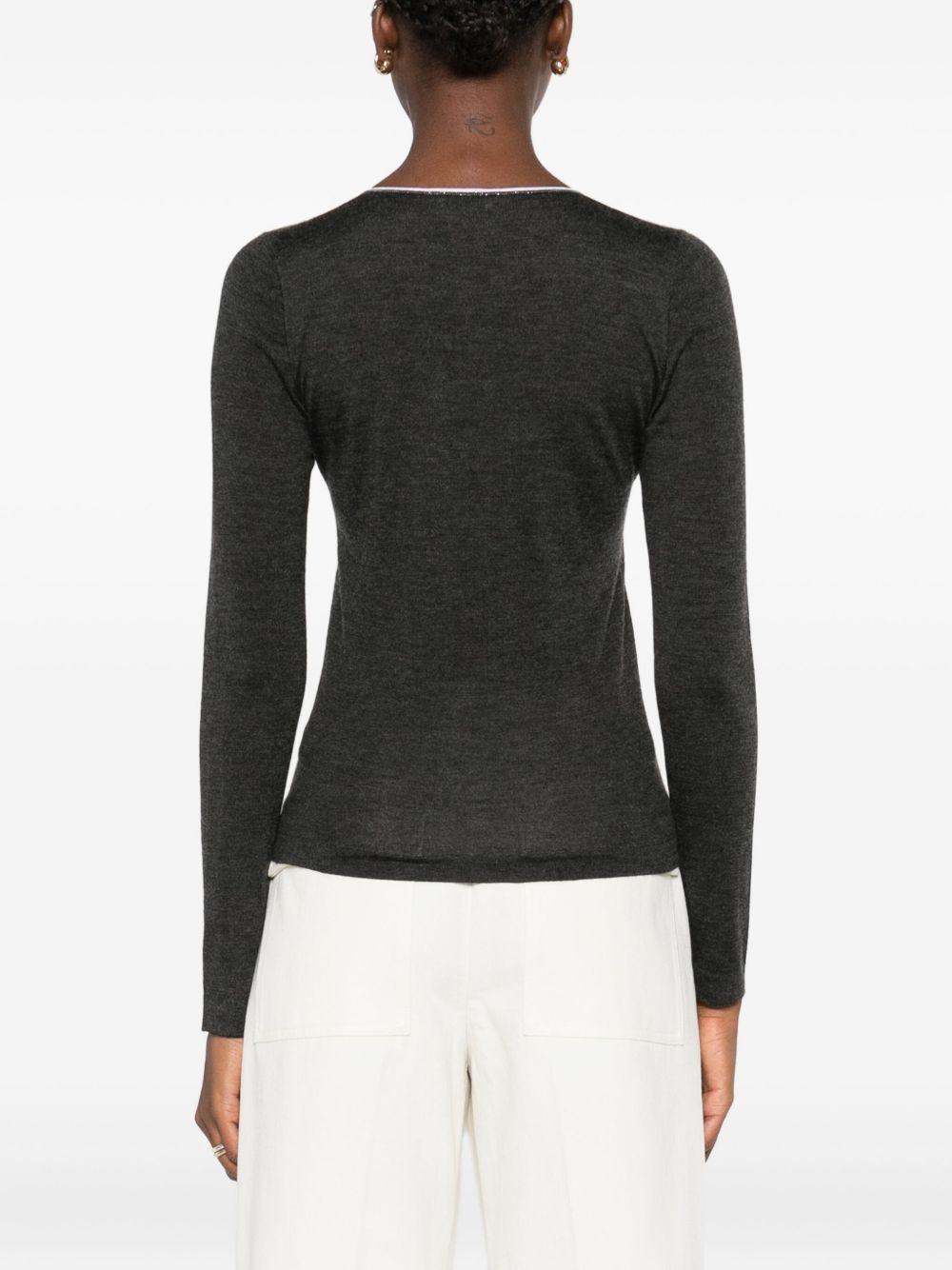 v-neck embellished sweater - 4