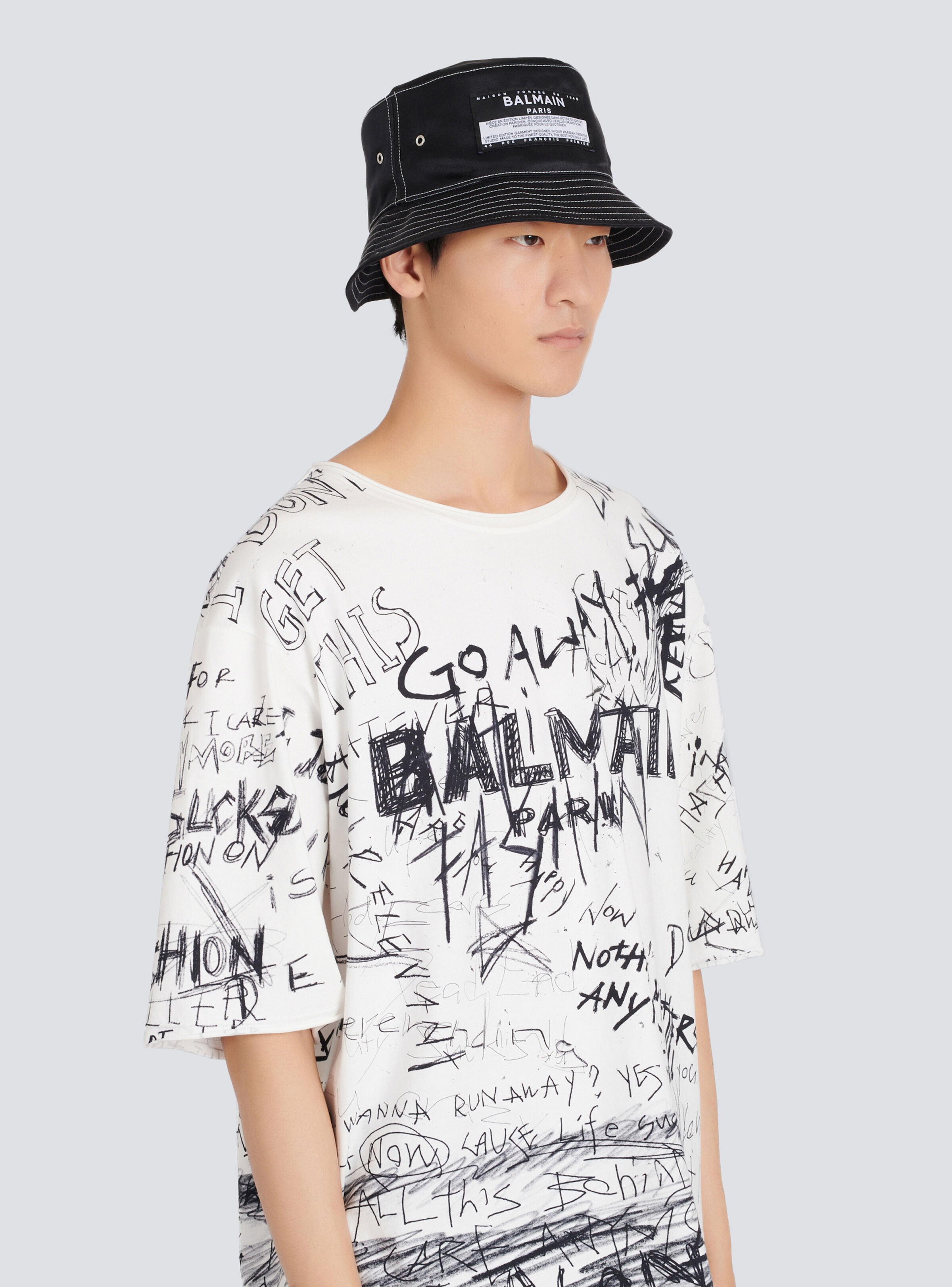 Satin bucket hat with Balmain logo - 2