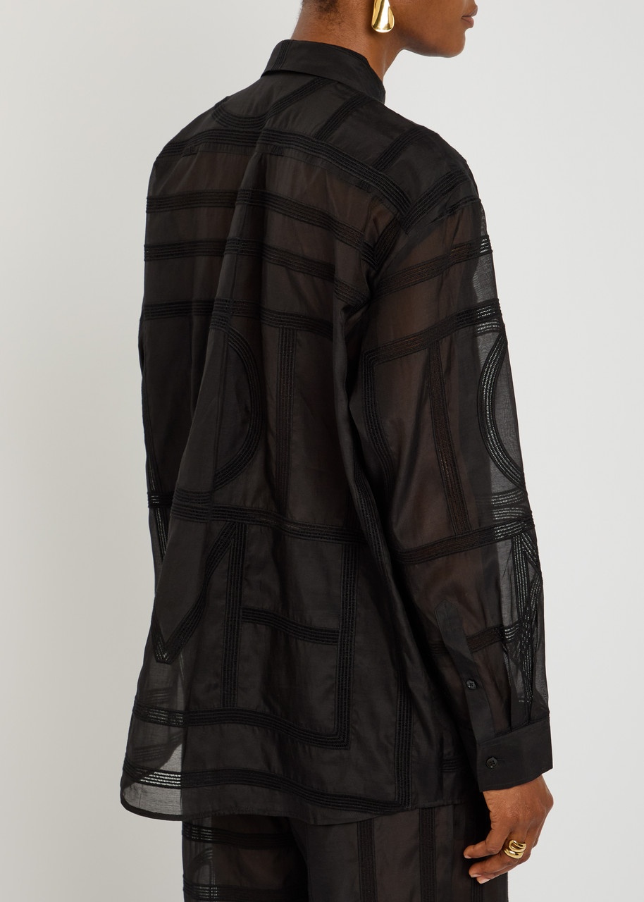 Toteme Logo Semi-sheer Cotton-blend Pyjama Shirt - 3