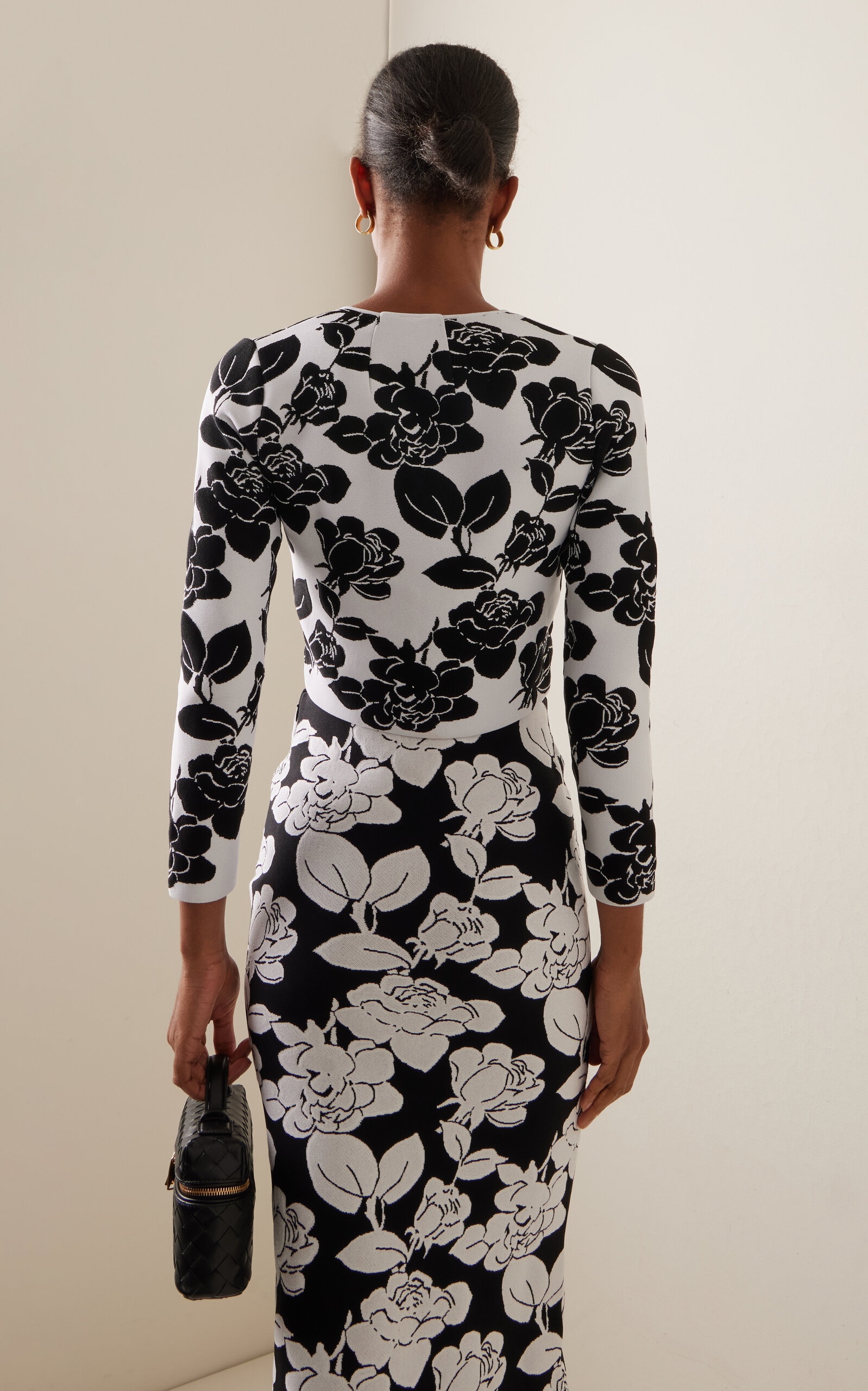 Cropped Knit Cardigan black/white - 4