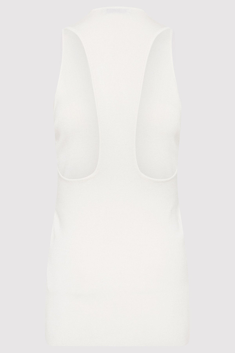 ST. AGNI Plunge Neck Knit Top - White outlook
