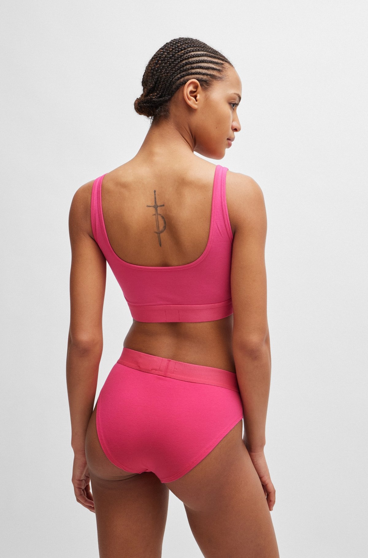 STRETCH-COTTON BRALETTE WITH RED LOGO LABEL - 3