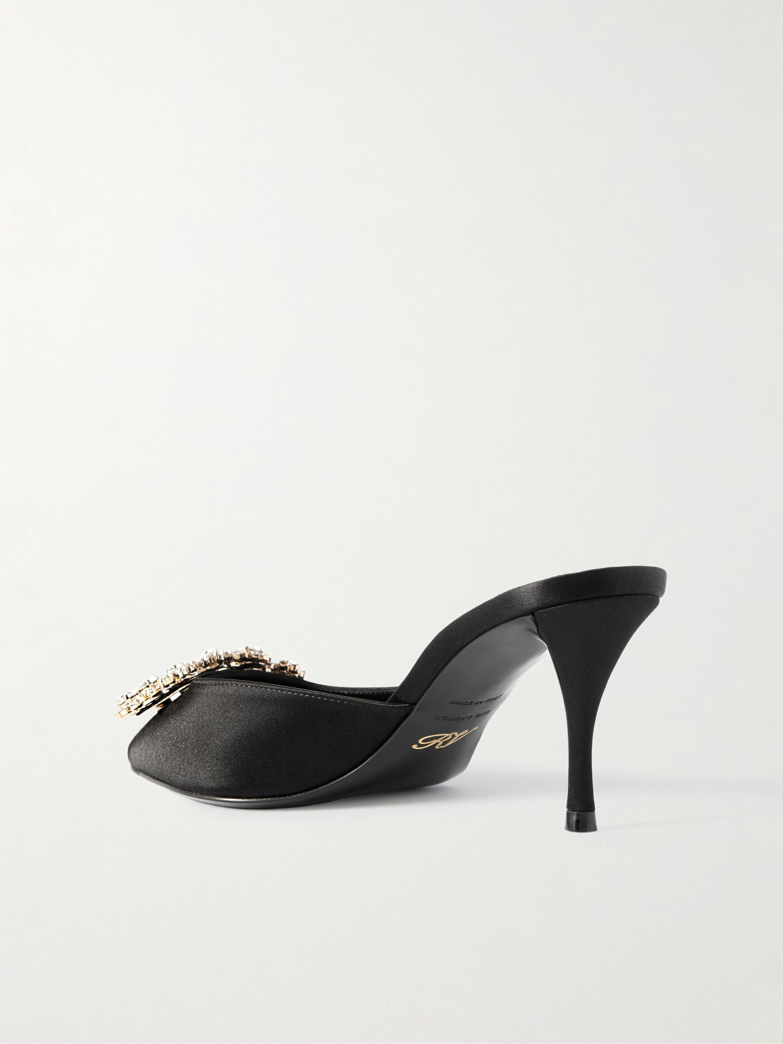 Efflorescence 65 embellished satin mules Black - 3