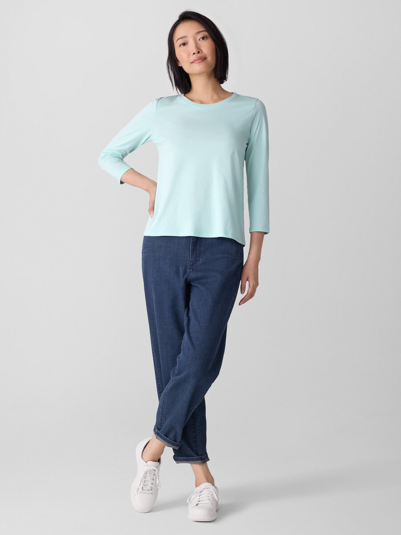 EILEEN FISHER Organic Pima Cotton Jersey 3/4-Sleeve Tee outlook