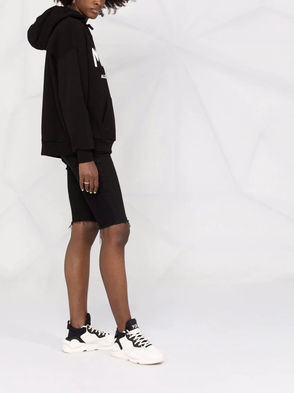 logo-print cotton hoodie - 4