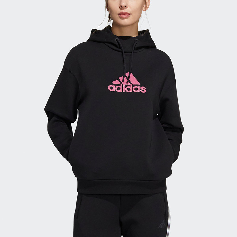 adidas (WMNS) adidas Fi Sweater Hoodies 'Black Pink' HB7362 outlook