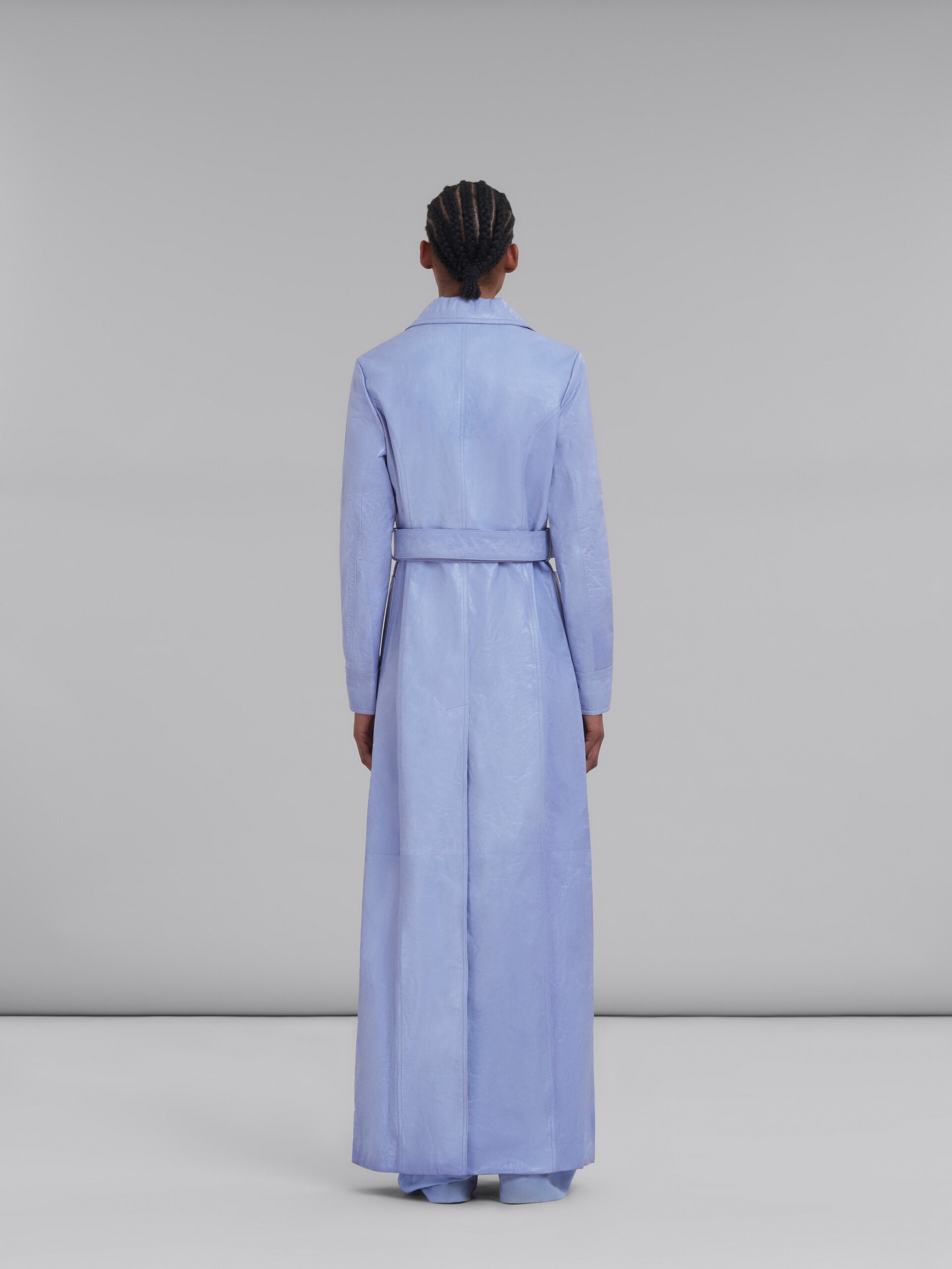 PURPLE LEATHER MAXI COAT - 3