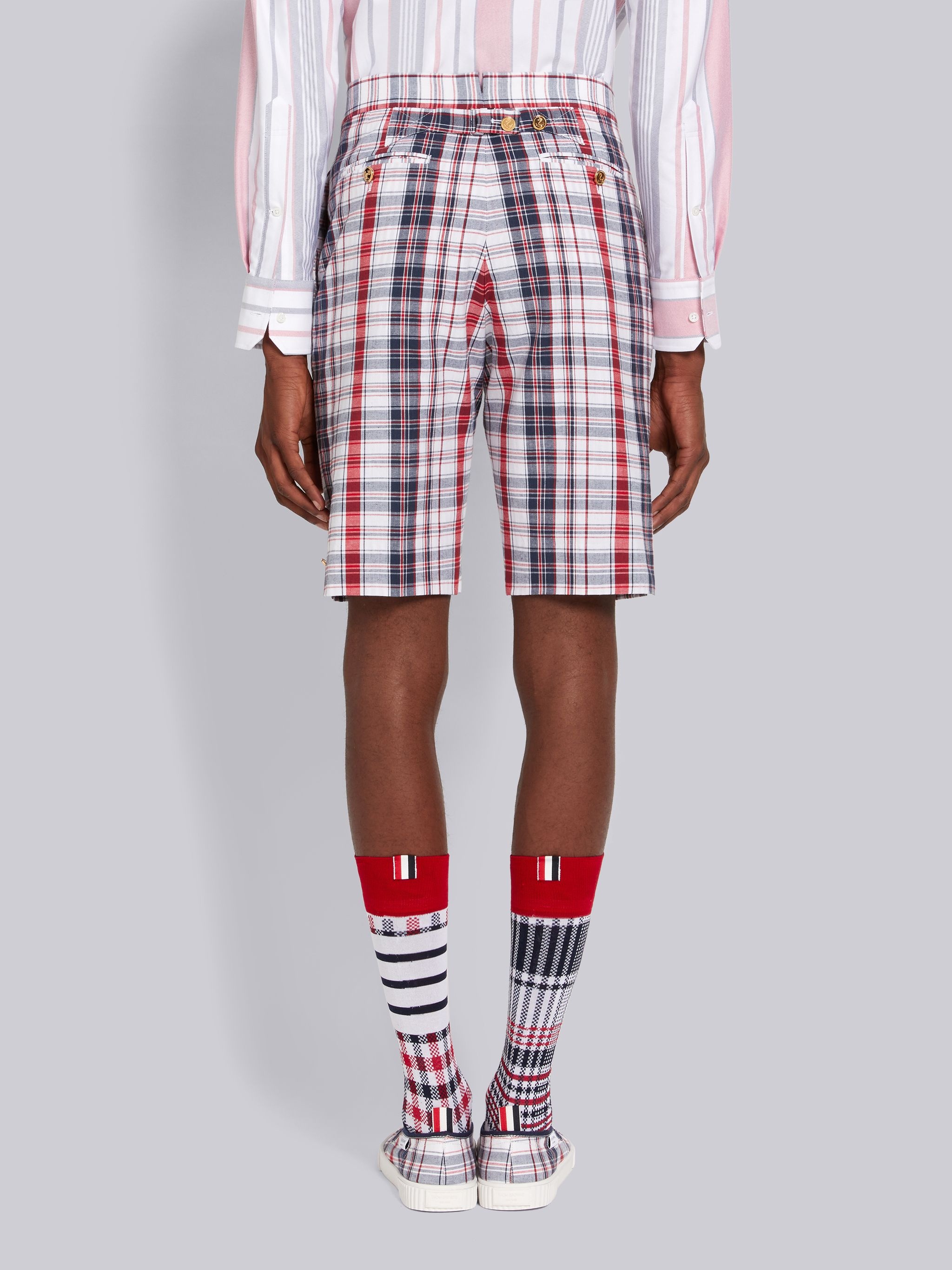Multicolor Striped Plaid Classic Backstrap Short - 3