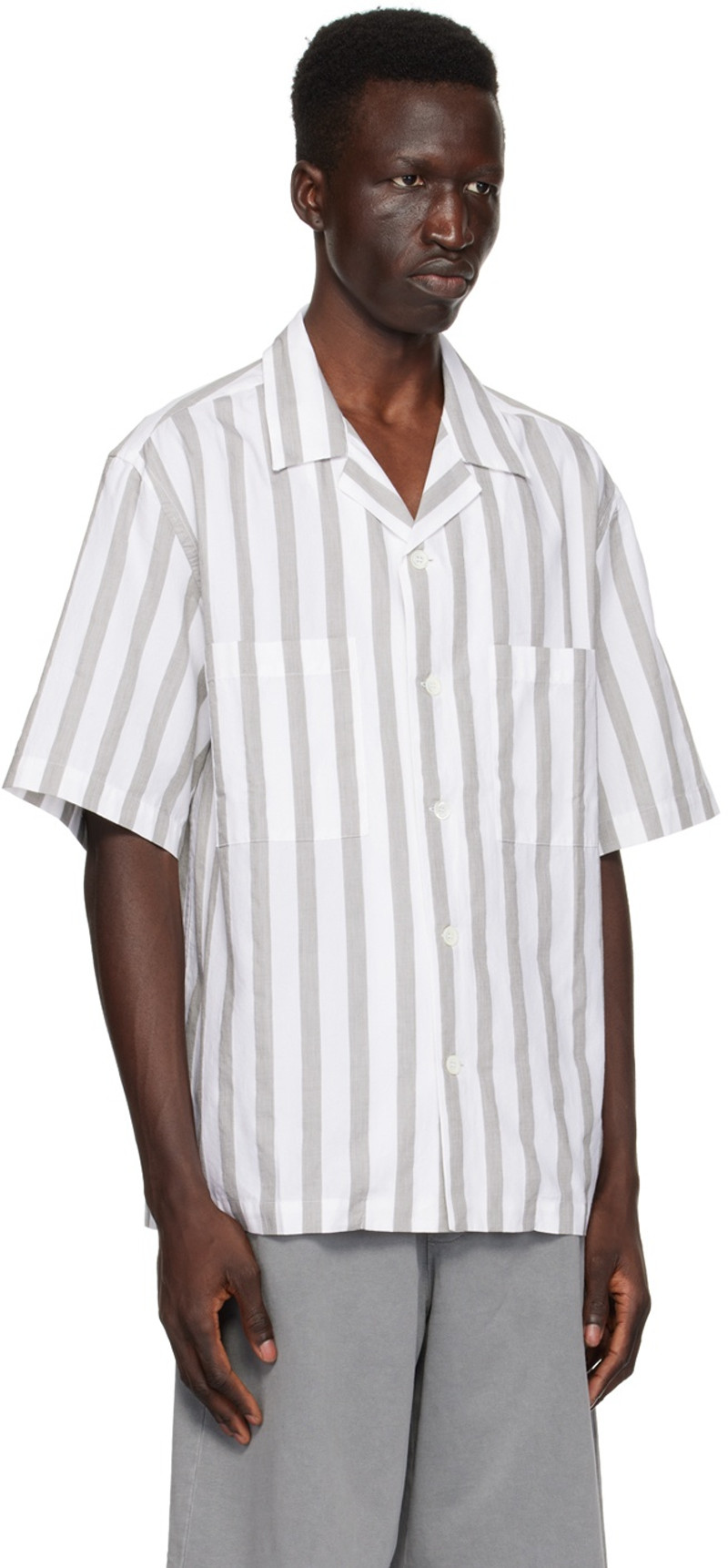 BARENA White & Gray Camicia Solana Shirt outlook