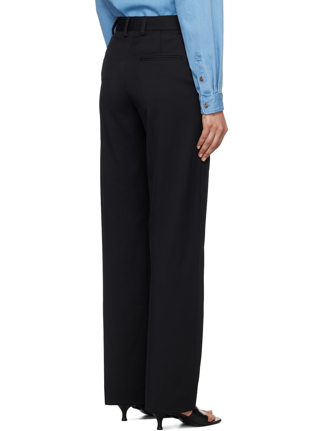 Black High Waist Bootcut Trousers - 3