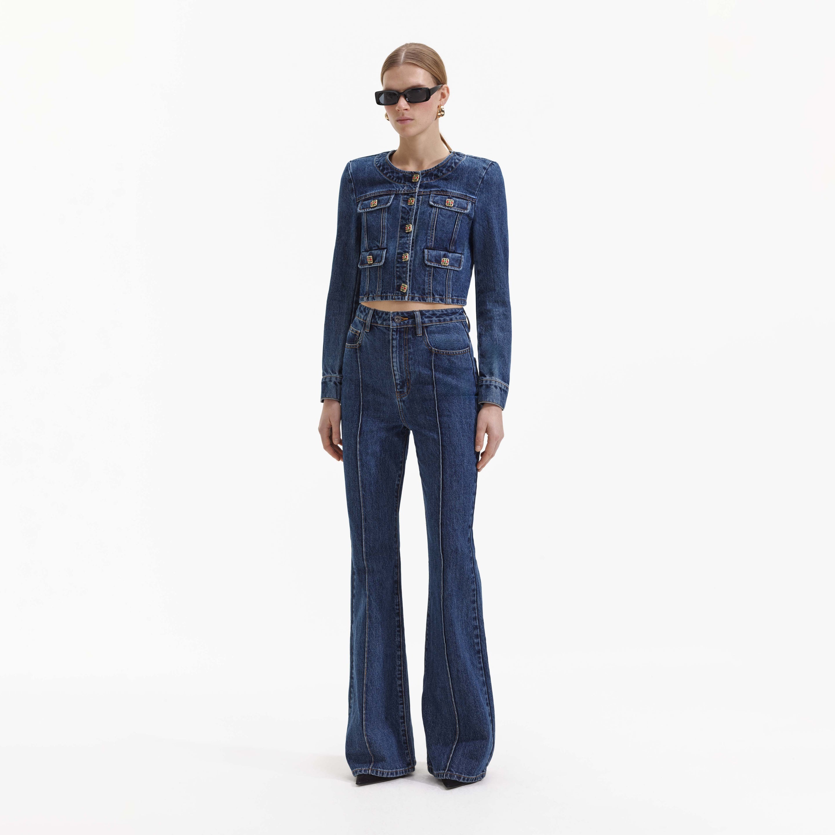 Blue Bootcut Denim Jeans - 2