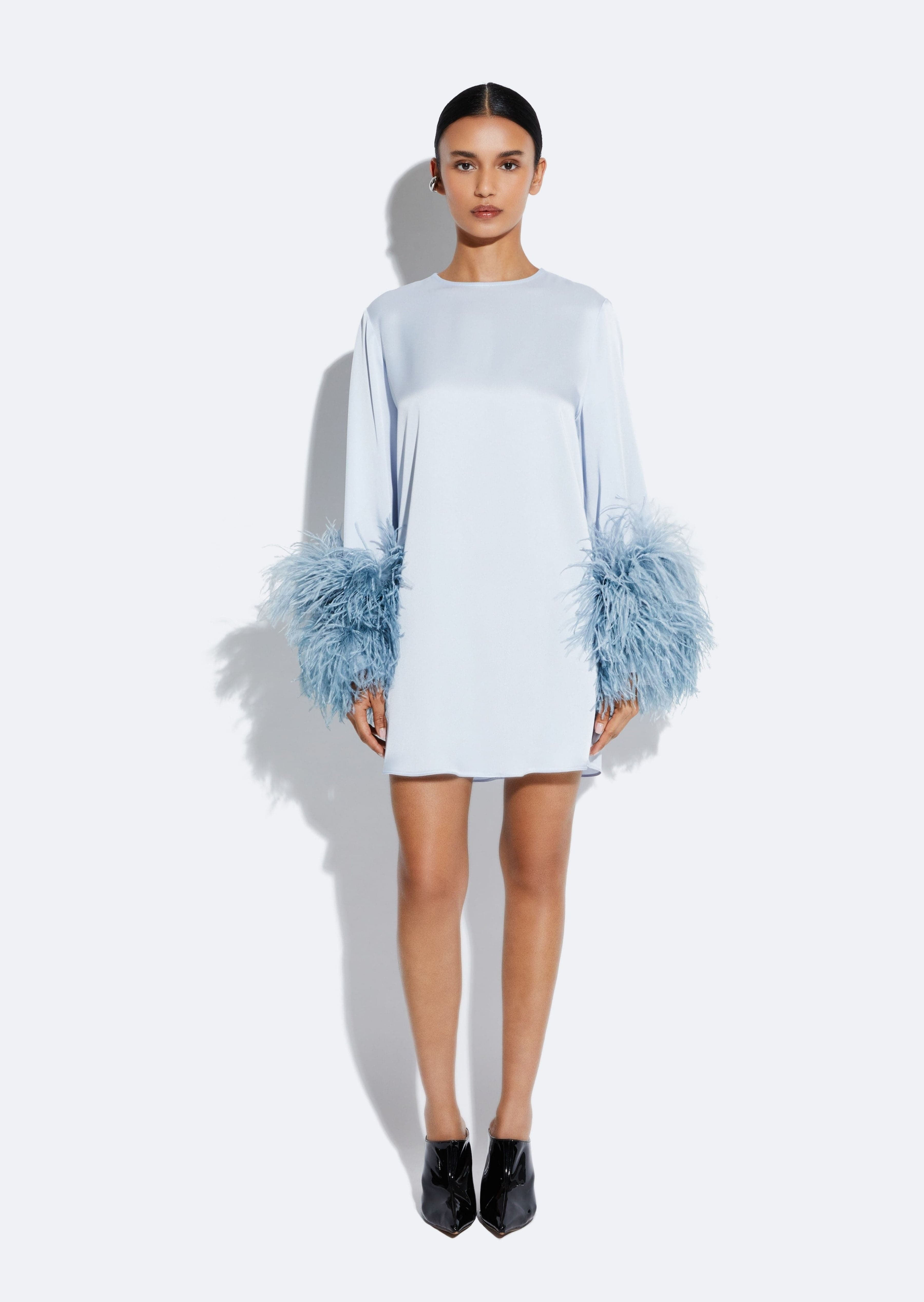 Satin Dress With Feathers - 2