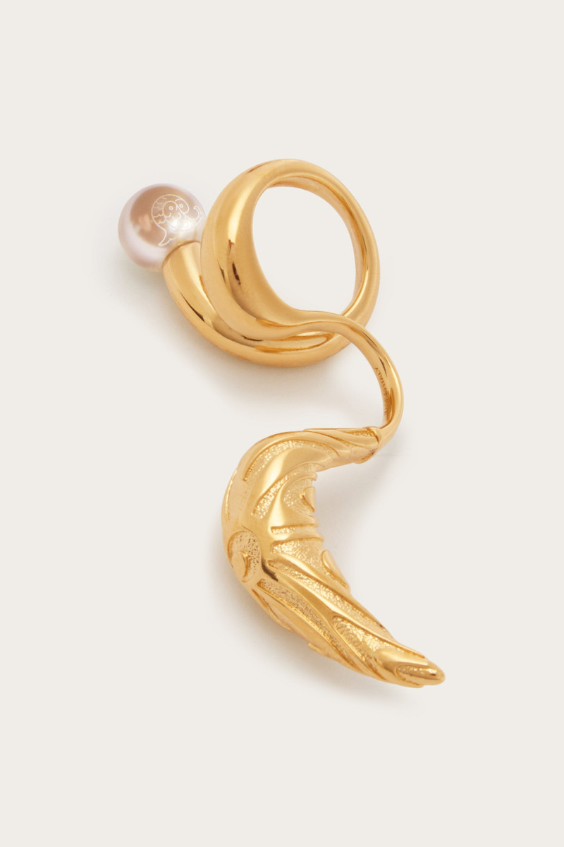 MULTIFINGER HORN RING WITH MARMO TEXTURE 4