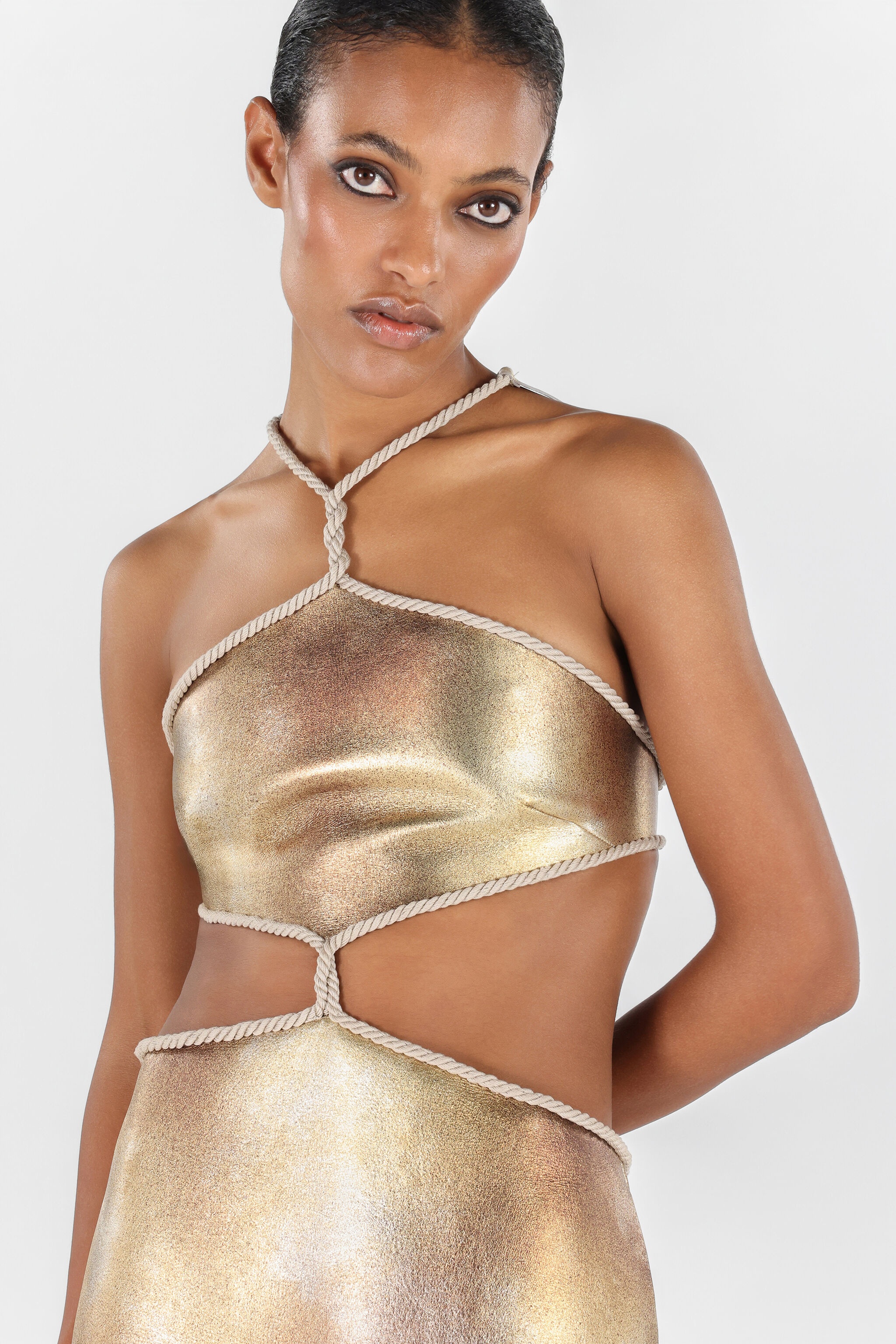 Cut-Out Short Dress with Ropes - 6