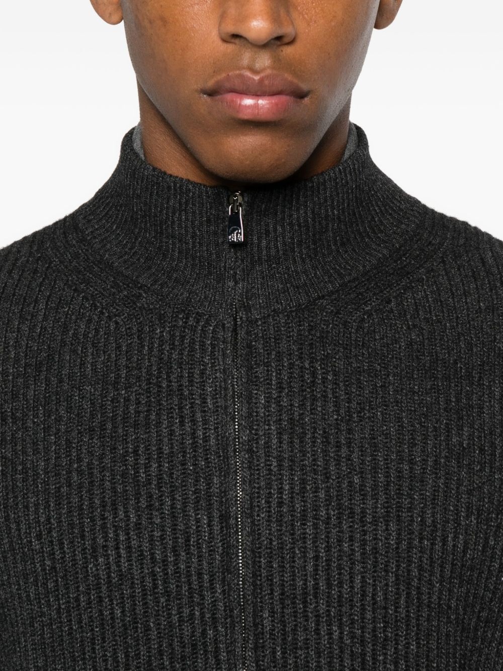 ribbed zip-up cardigan - 5