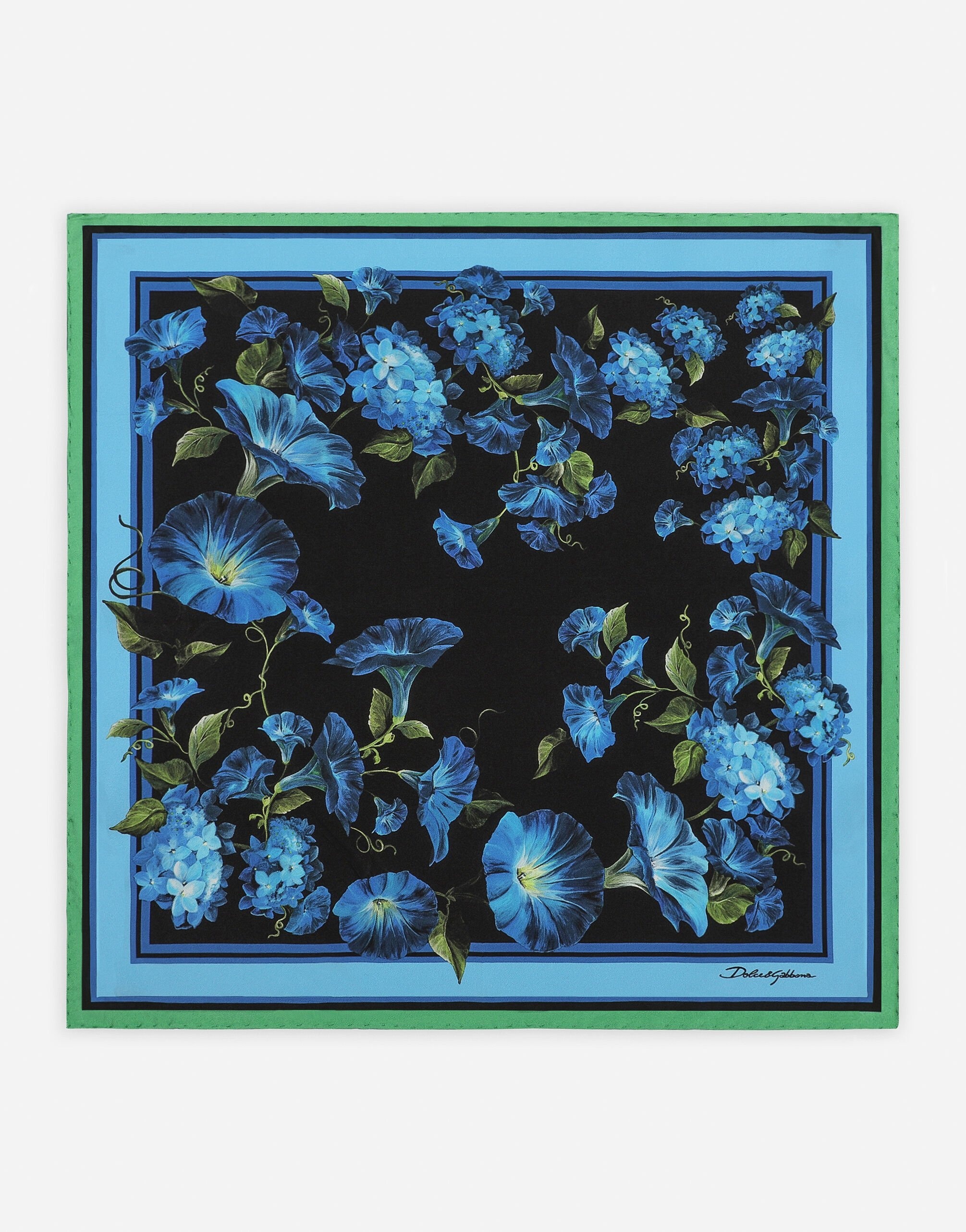 Bluebell-print twill scarf (50 x 50) - 1