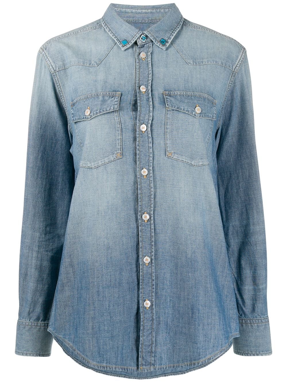 denim long sleeve shirt - 1