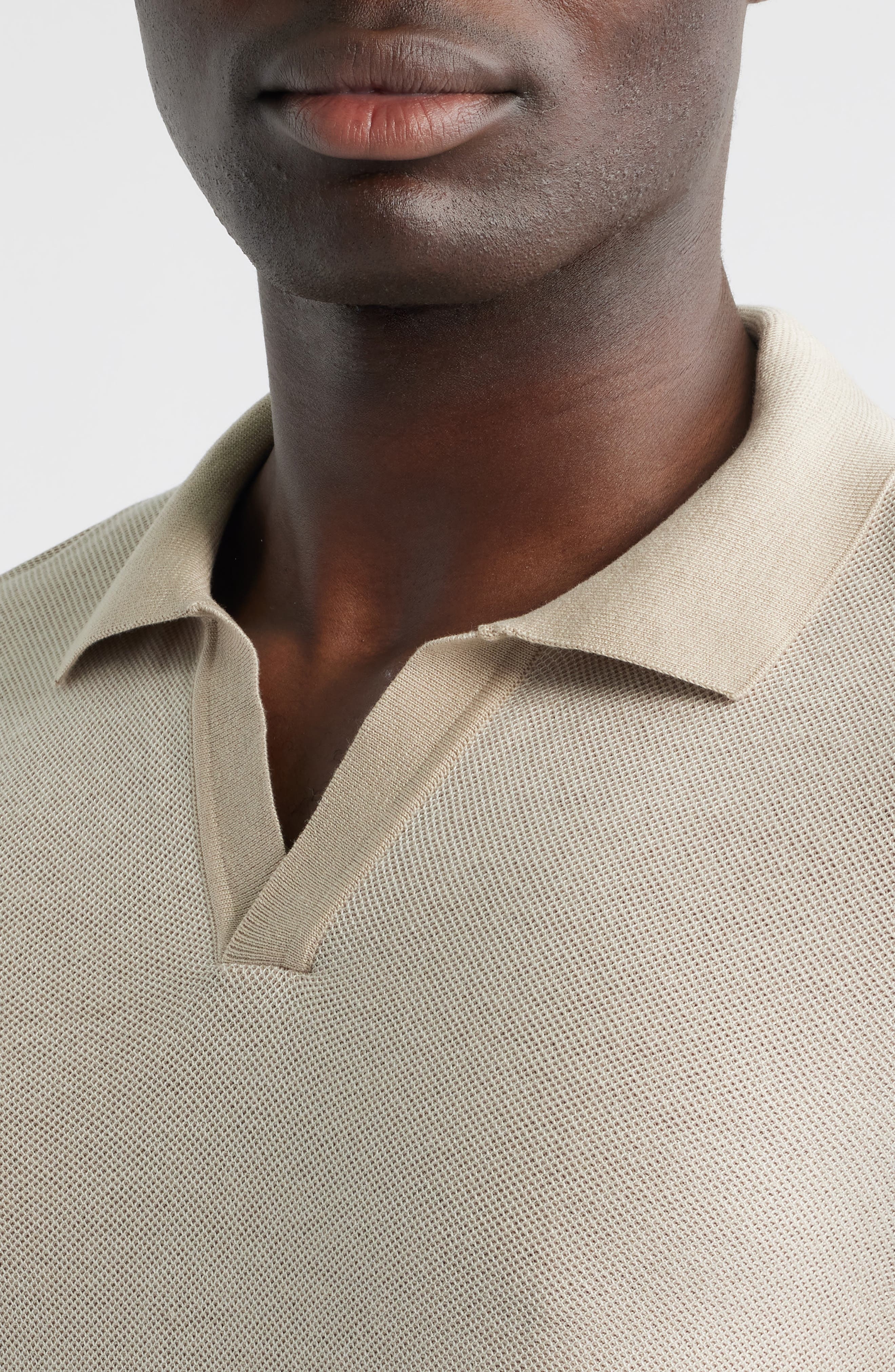 BOSS Jianluca Johnny Collar Polo in Taupe at Nordstrom - 4