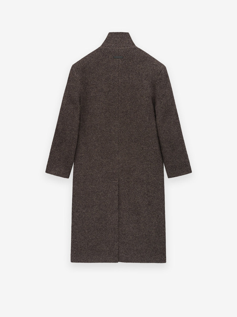 Wool Chevron Stand Collar Overcoat 3