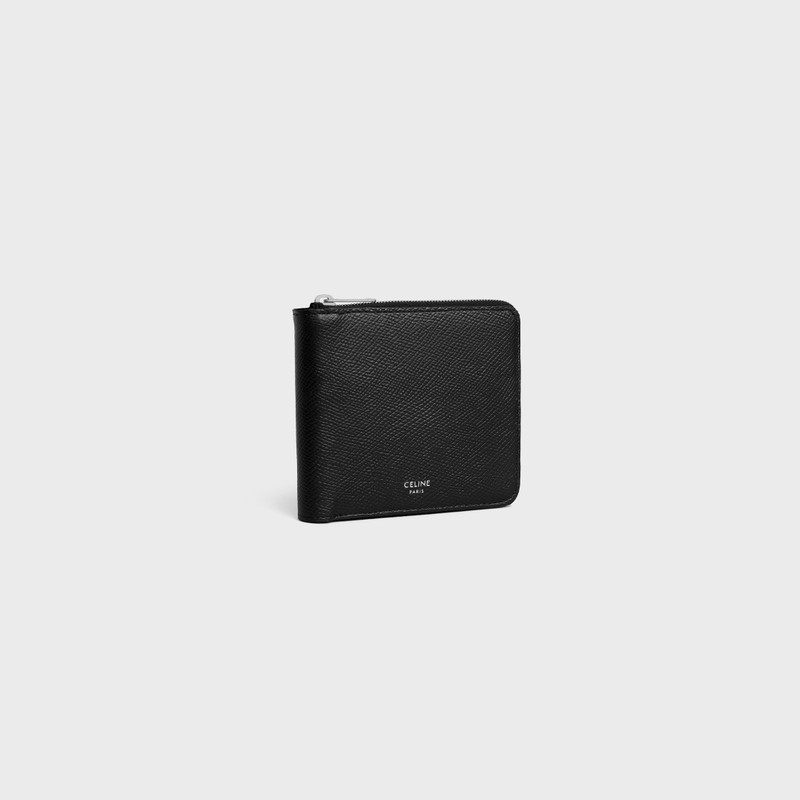 CELINE zipped bi-fold wallet with coin compartment IN grained calfskin outlook