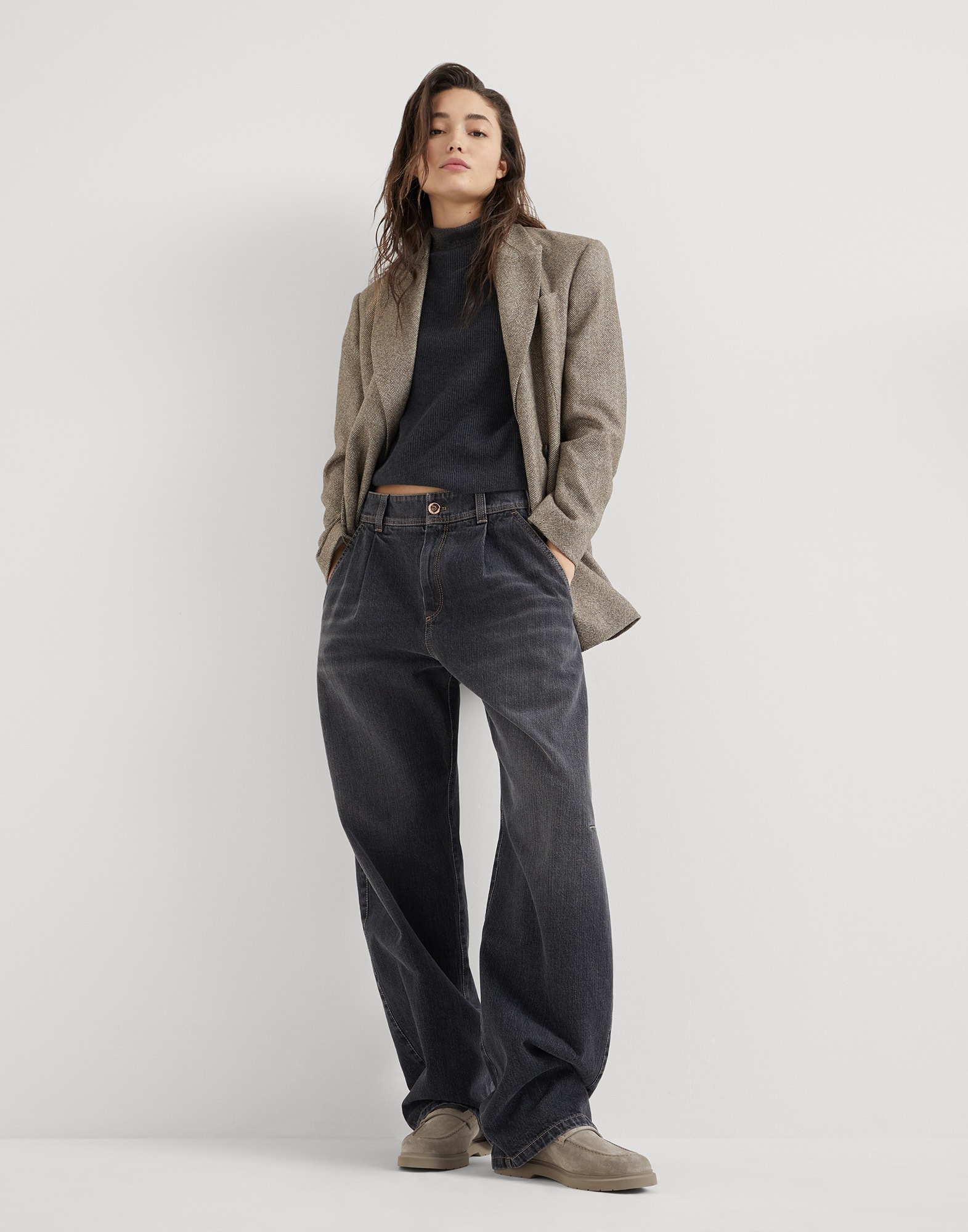 Suede penny loafers with shearling lining and precious insert - 4