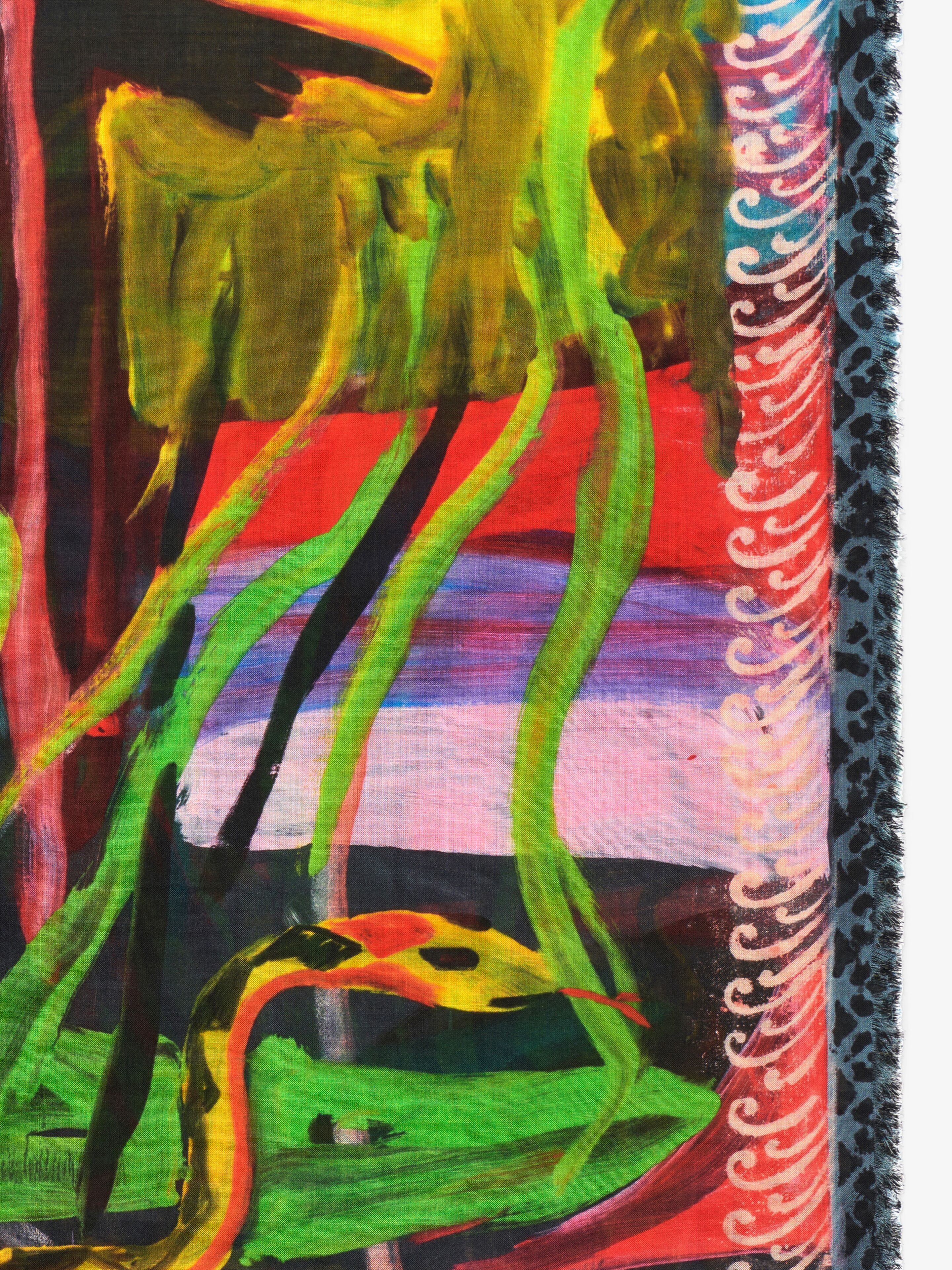 LARGE SCARF IN CASHMERE AND SILK WITH REAPER PRINT - 2