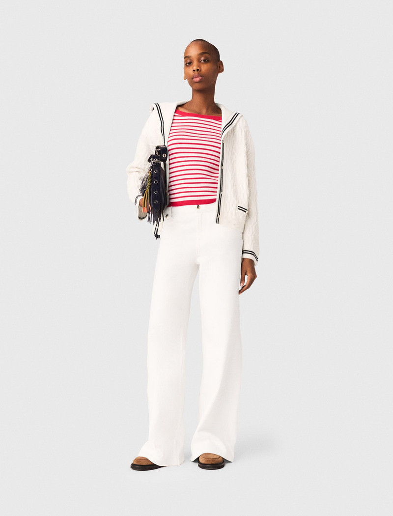 maje Cable-knit boat neck cardigan outlook