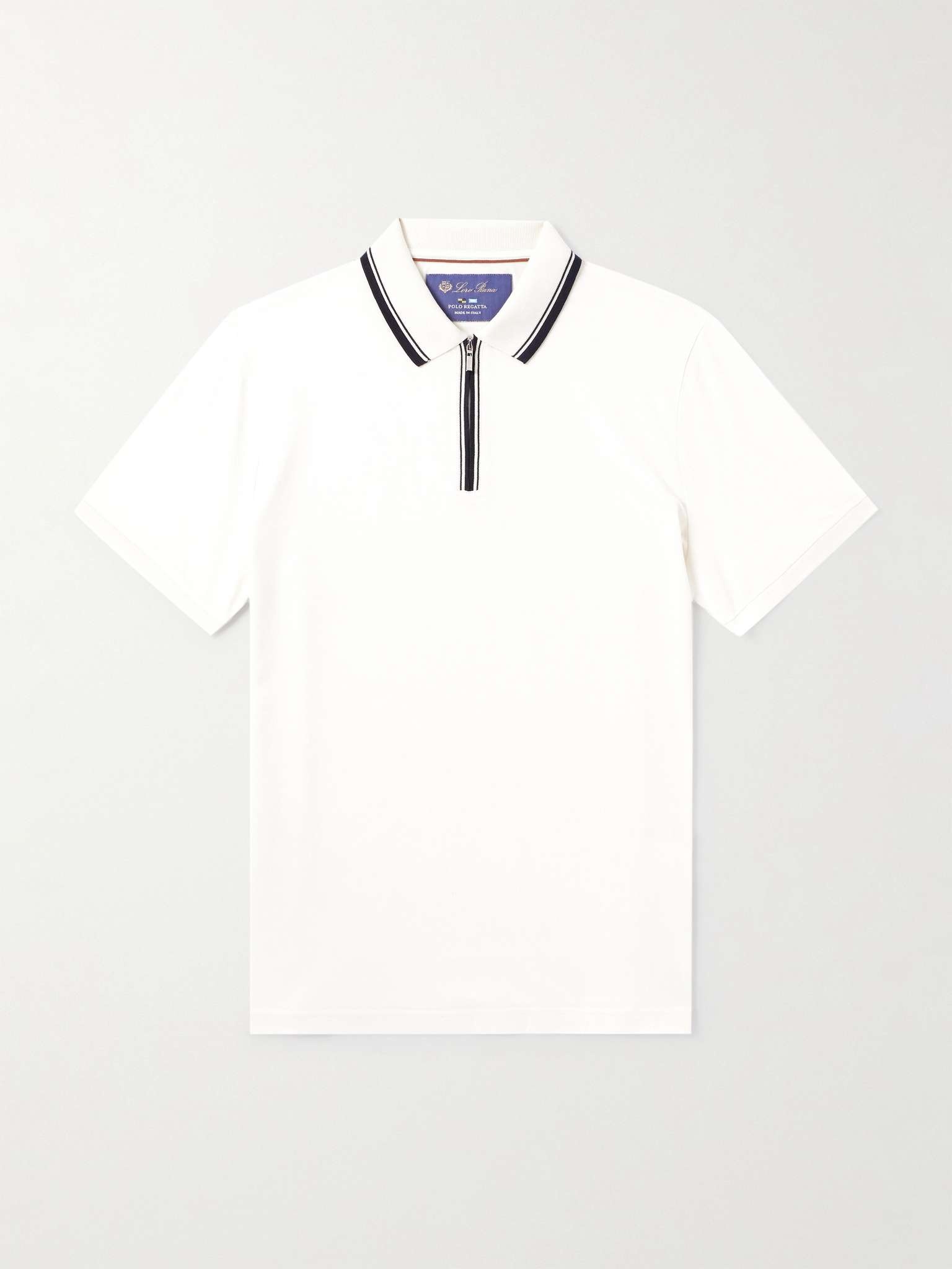 Regatta Contrast-Tipped Stretch-Cotton Piqué Half-Zip Polo Shirt - 1