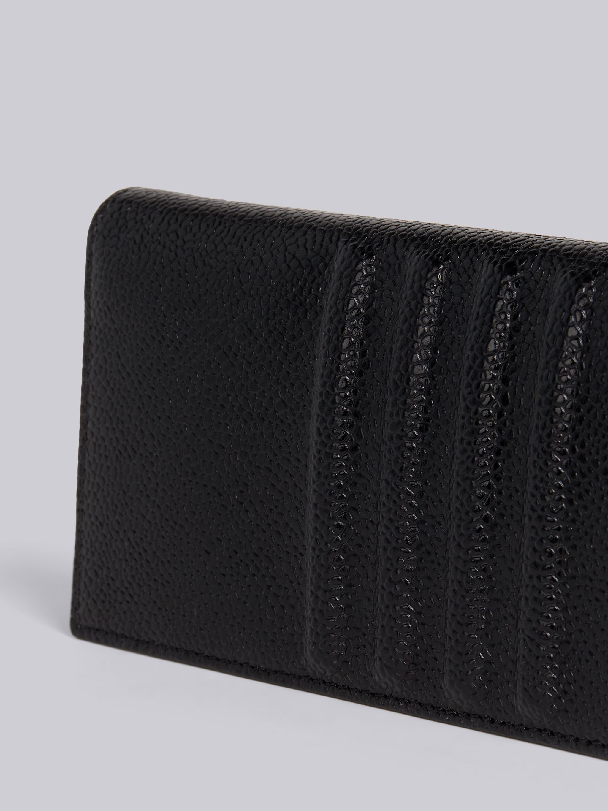 Black Pebble Grain Leather Debossed 4-Bar Long Jacket Wallet 2