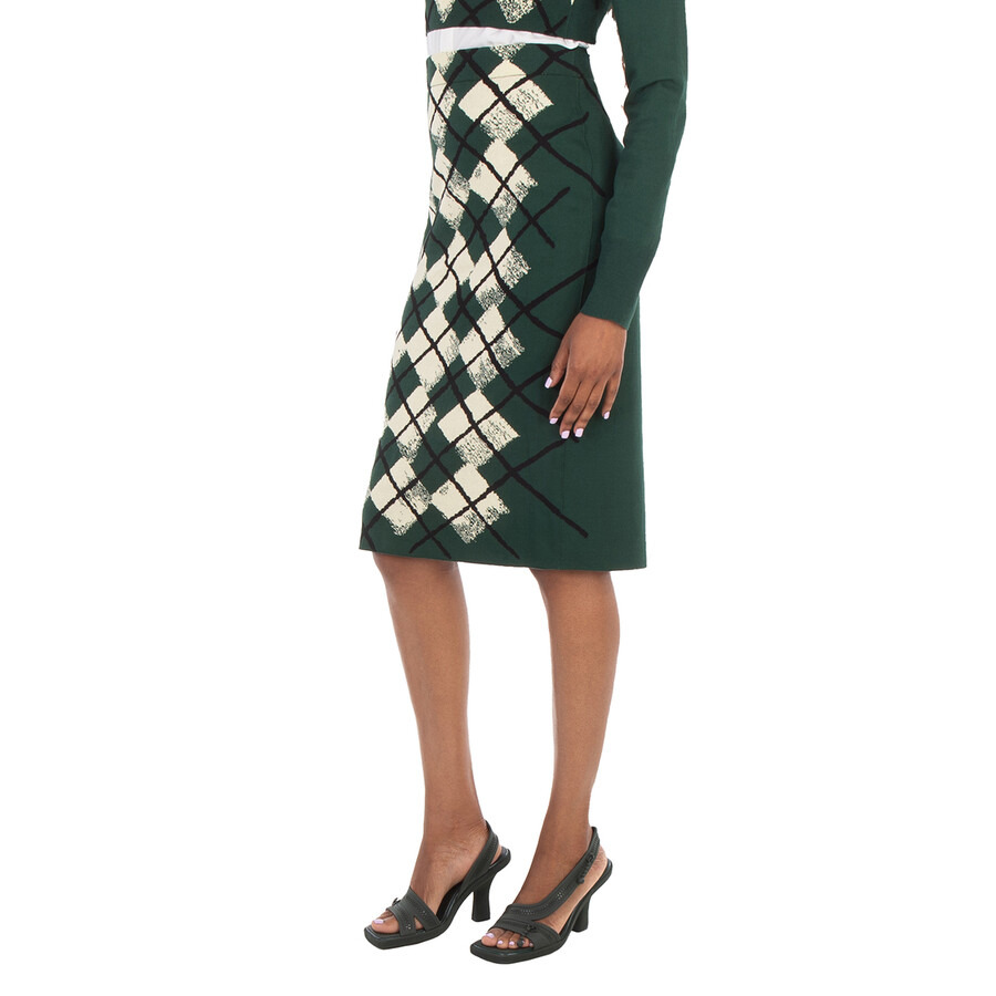 Burberry Argyle Intarsia Knitted Midi Skirt - 4