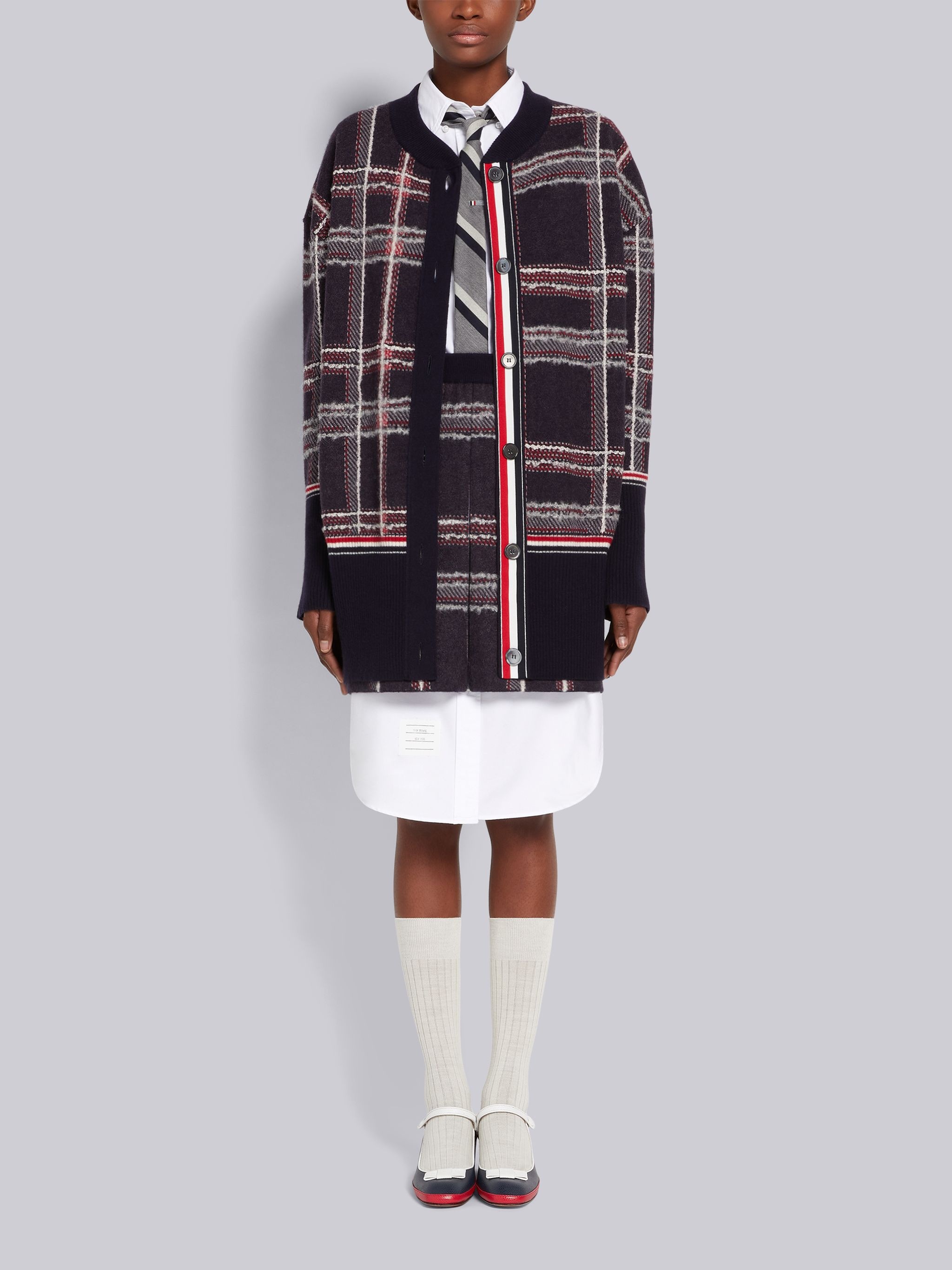 Multicolor Hairline Madras Check Jacquard Boiled Wool Box Pleat Inlay Miniskirt - 4