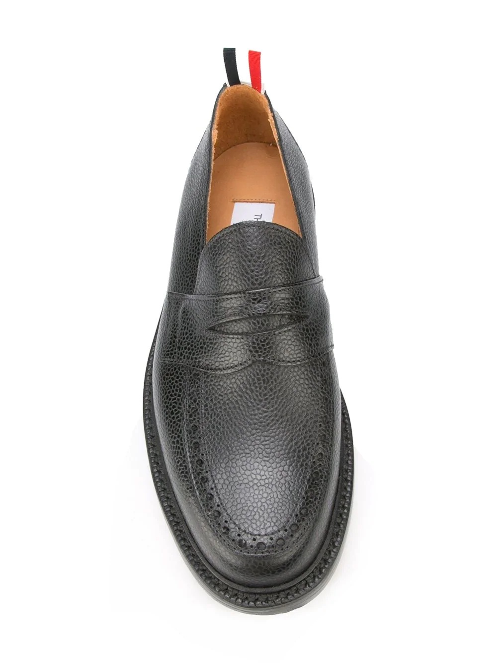 Penny Loafer With Leather Sole In Black Pebble Grain - 1