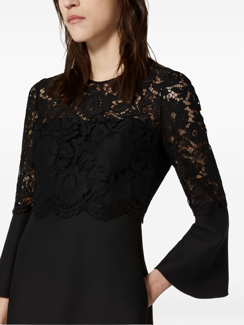 lace-paneled flared dress - 5