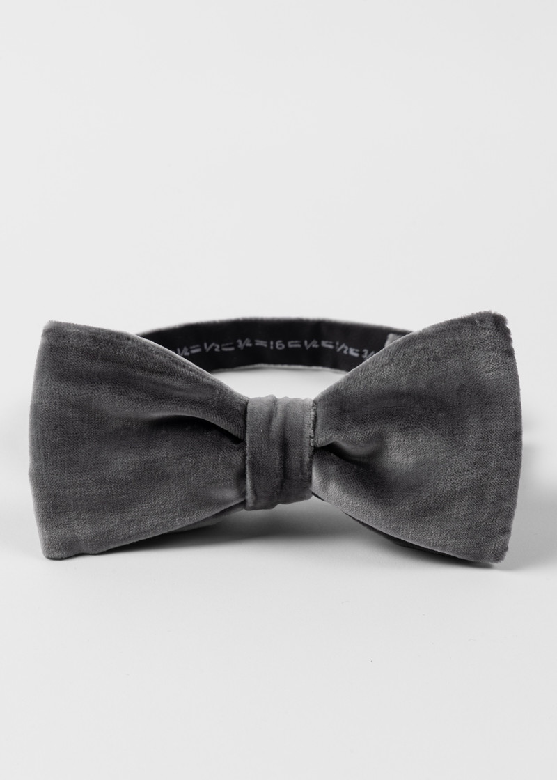Paul Smith Grey Velvet Self-Tie Bow Tie outlook