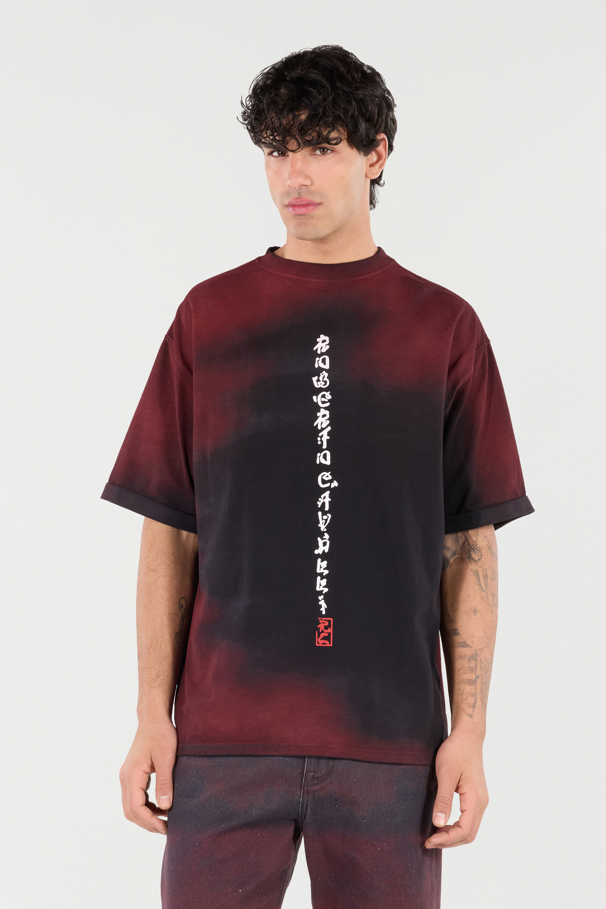 Mottled Effect T-Shirt With Dragons And Logo - 3