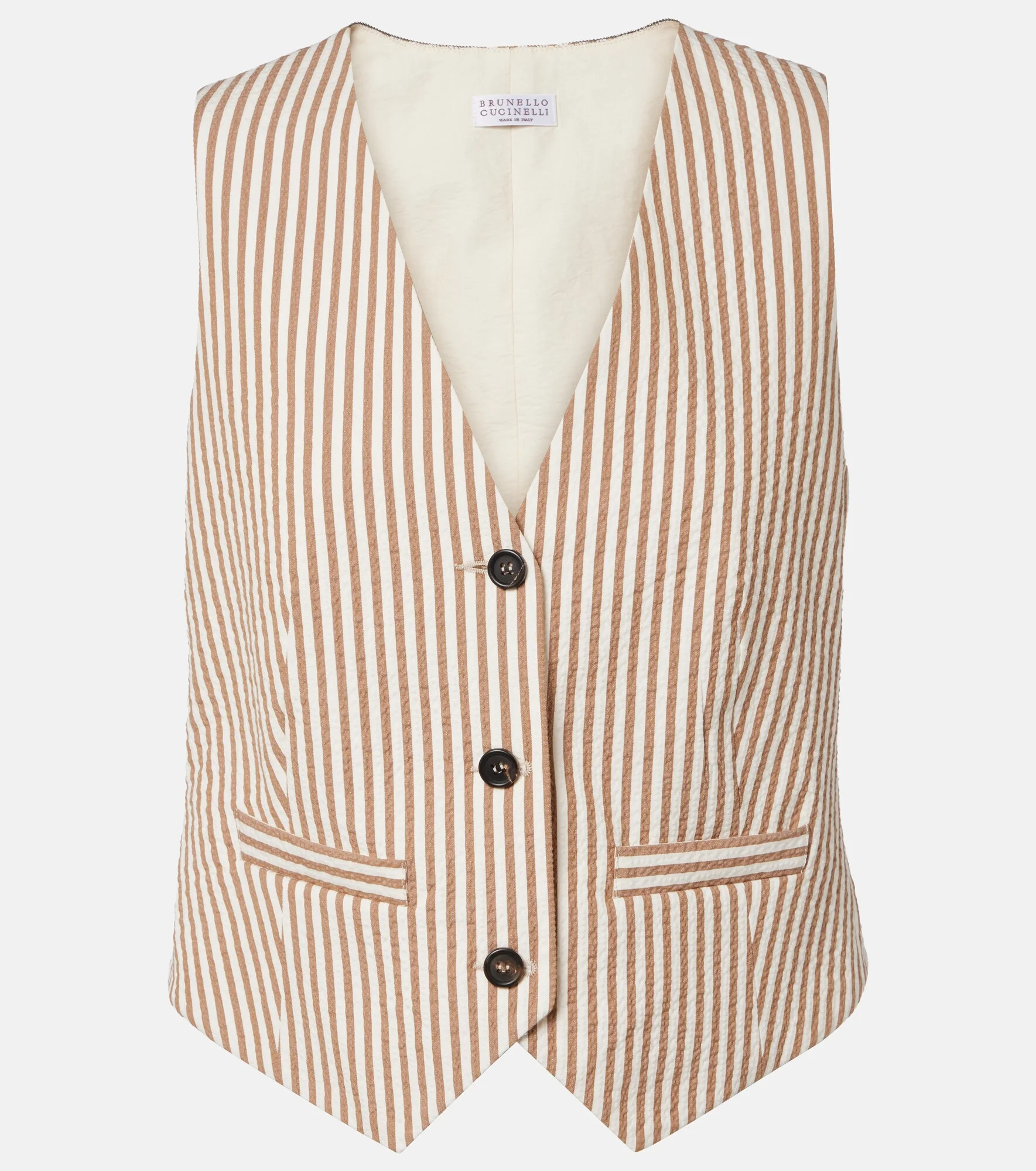 Striped cotton-blend vest - 1